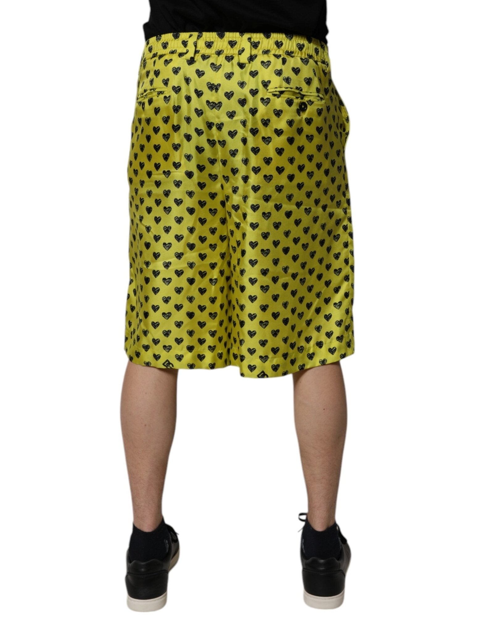 Dolce & Gabbana Green Silk Heart Print Bermuda Shorts - RIMODA