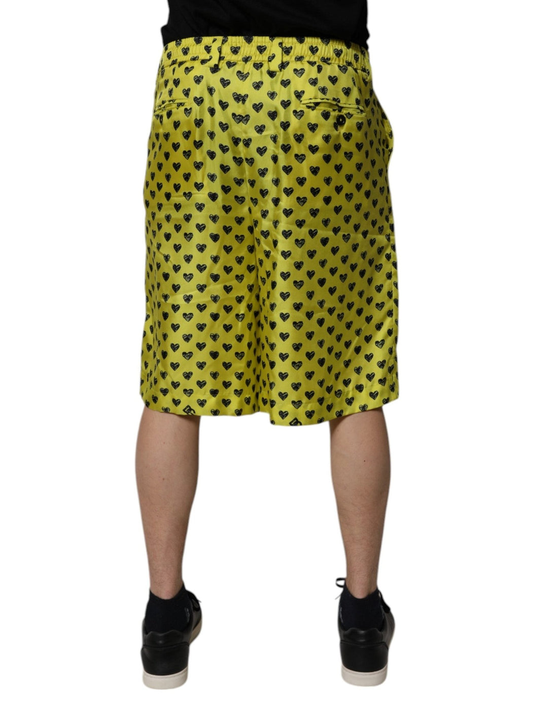 Dolce & Gabbana Green Silk Heart Print Bermuda Shorts - RIMODA