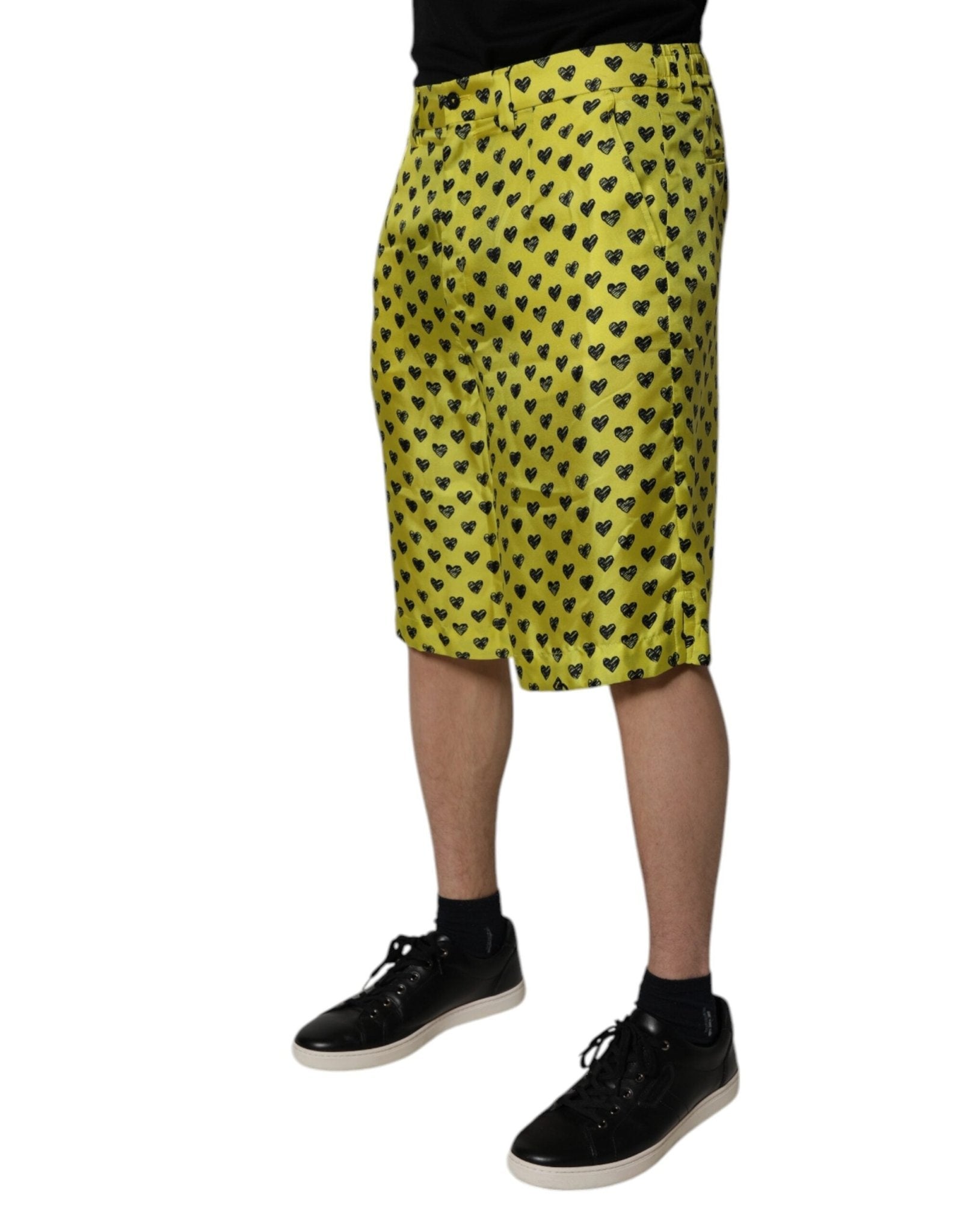 Dolce & Gabbana Green Silk Heart Print Bermuda Shorts - RIMODA