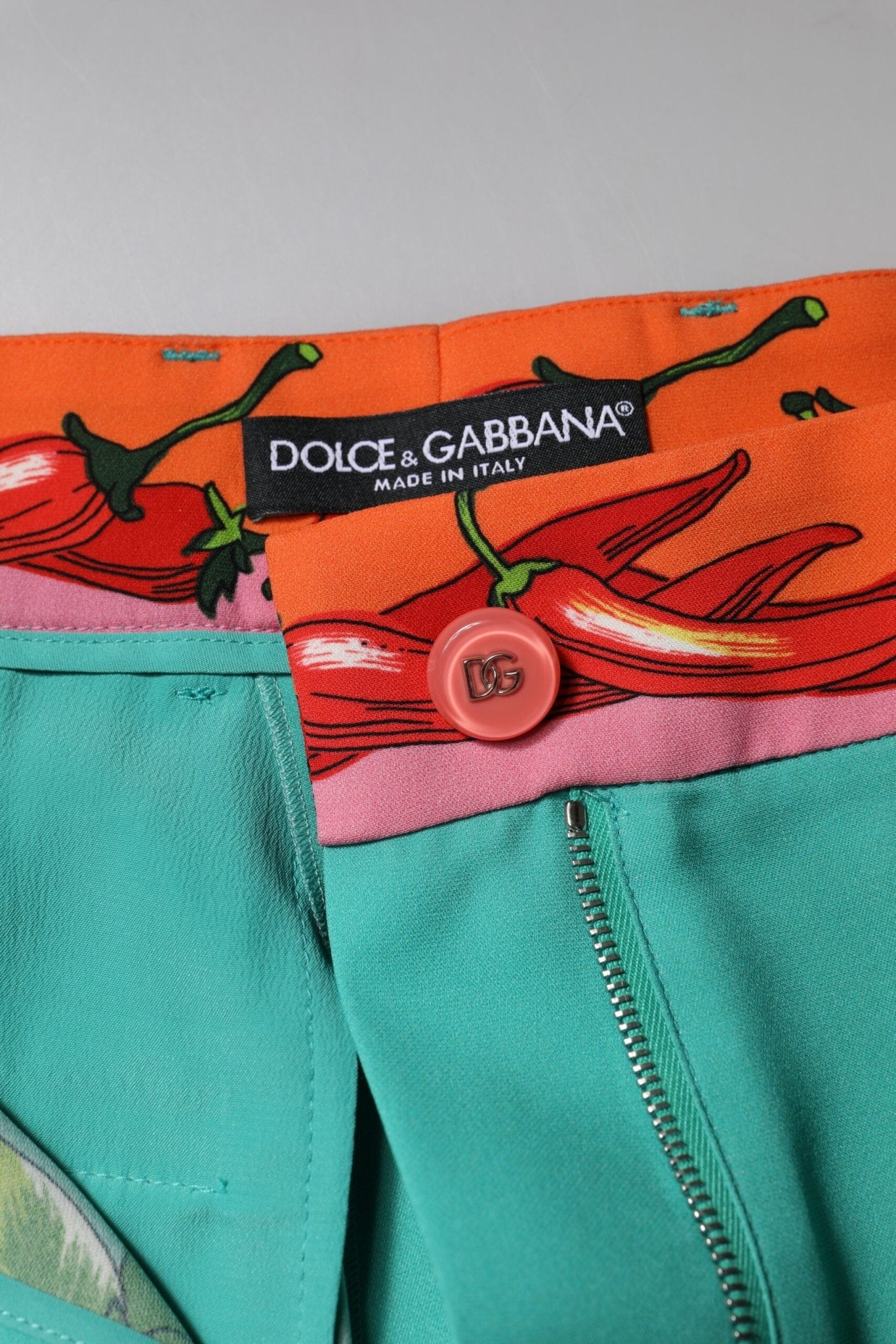 Dolce & Gabbana Green Silk Printed Straight Pants - RIMODA