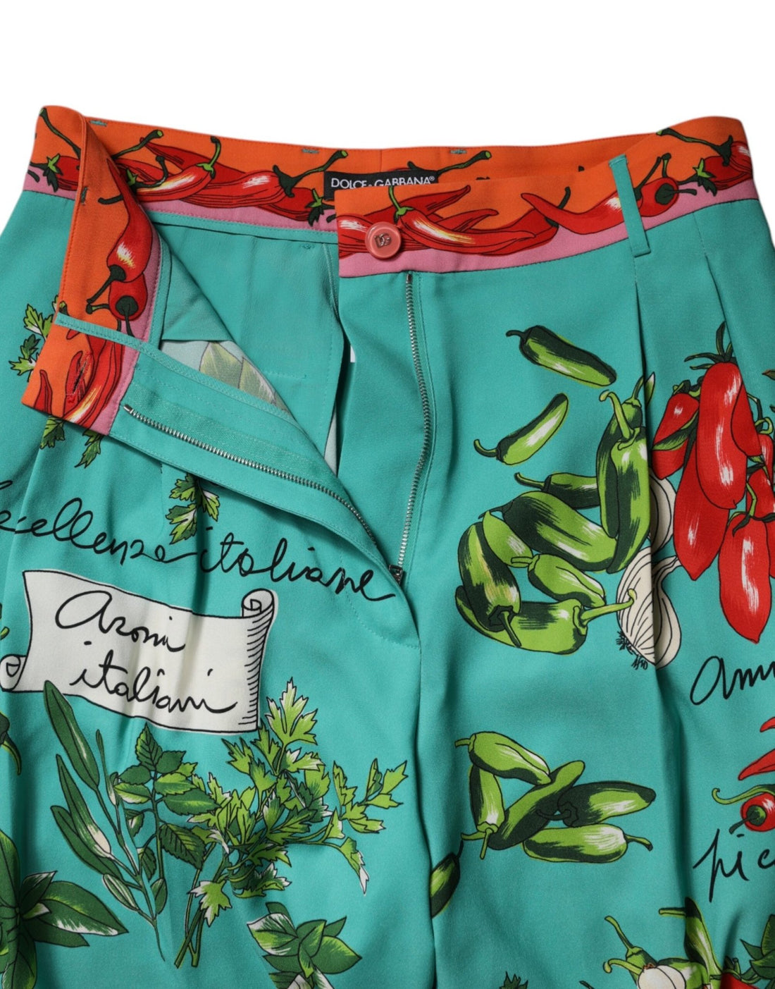 Dolce & Gabbana Green Silk Printed Straight Pants - RIMODA