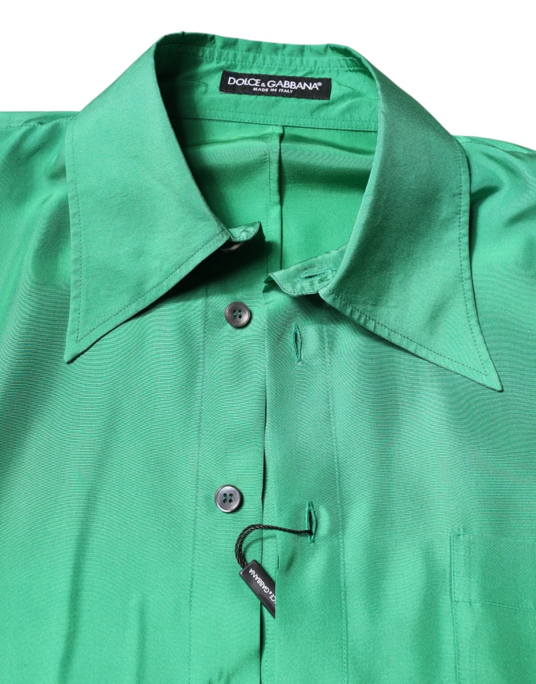 Dolce & Gabbana Green Silk Satin Long Sleeves Casual Shirt - RIMODA