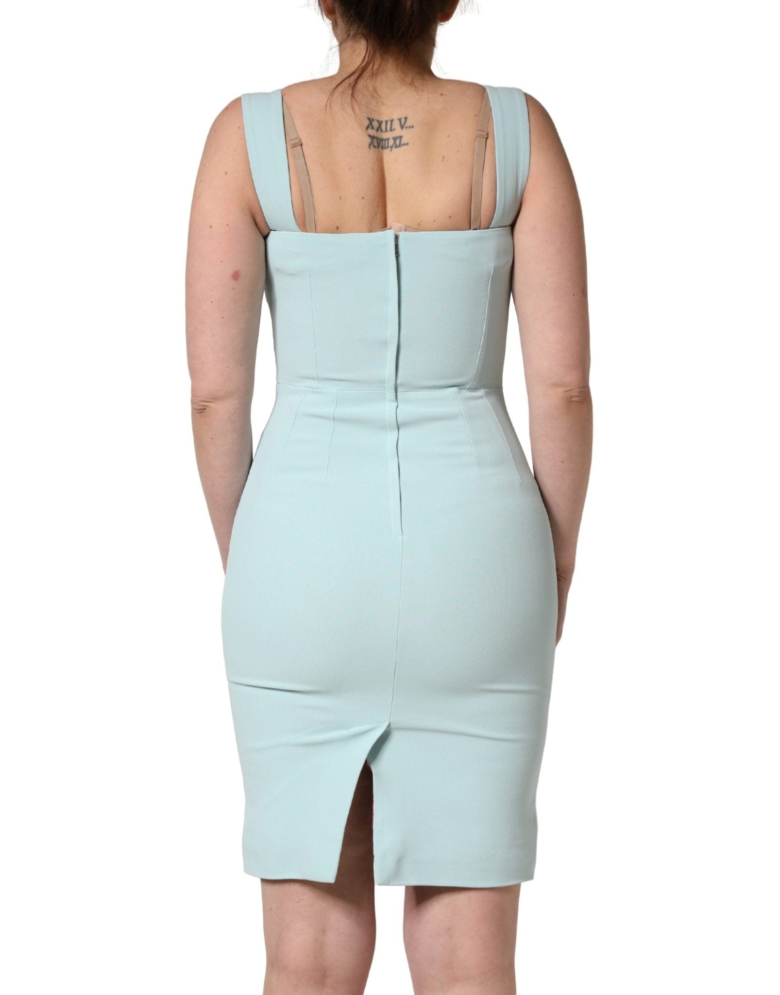 Dolce & Gabbana Green Square Neck Sleeveless Mini Dress - RIMODA