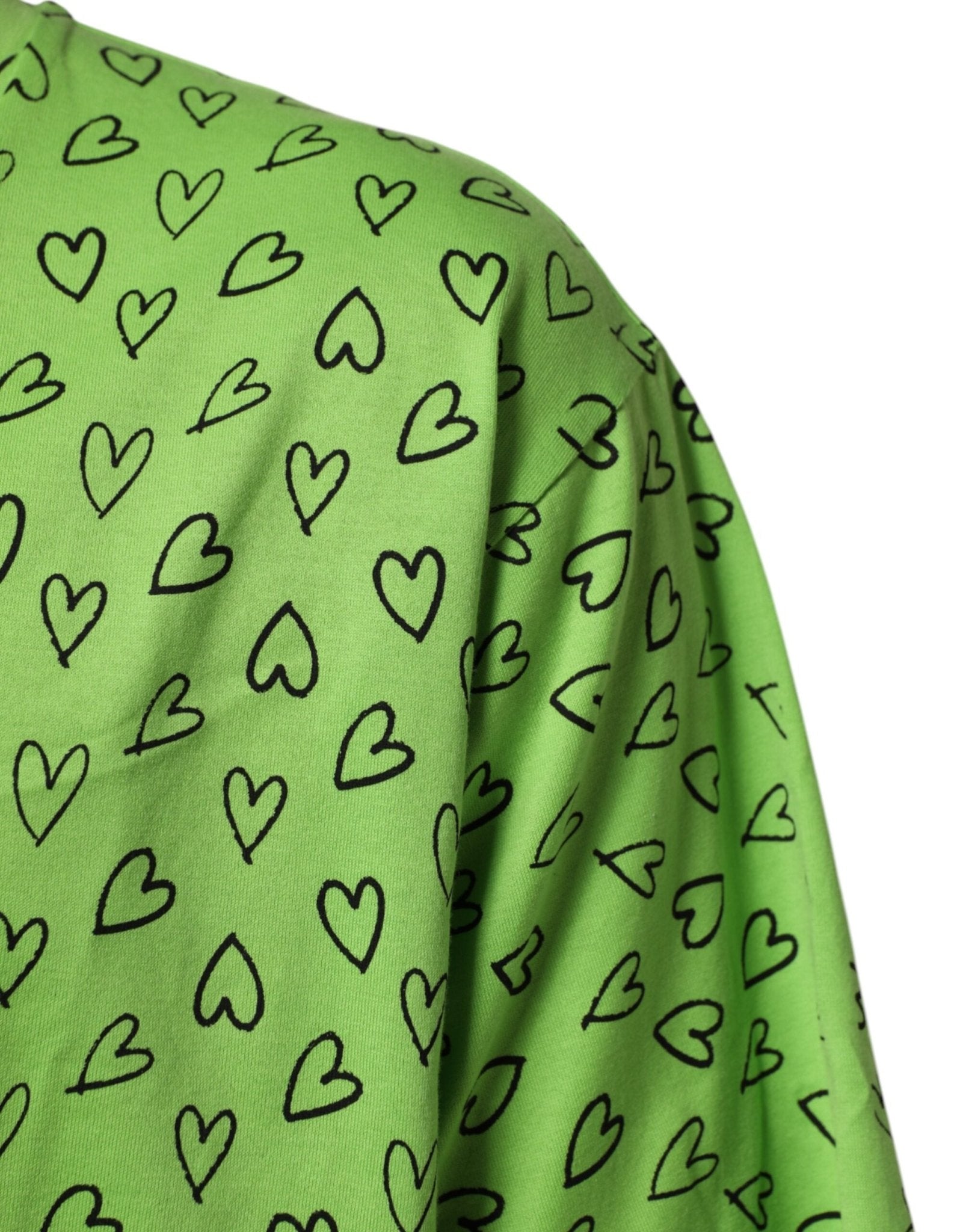 Dolce & Gabbana Green V-Neck DG Logo Heart Print T-shirt - RIMODA