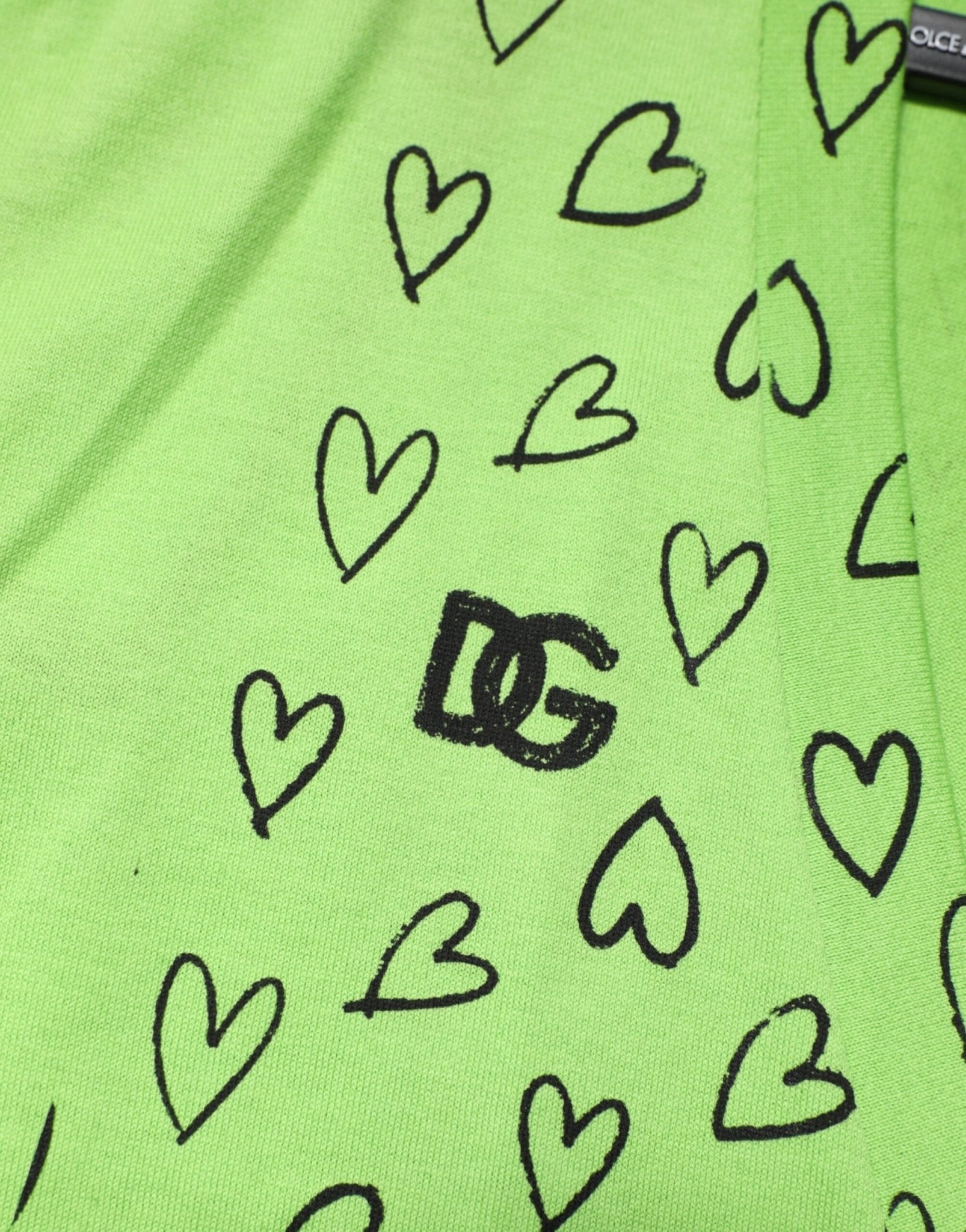 Dolce & Gabbana Green V-Neck DG Logo Heart Print T-shirt - RIMODA