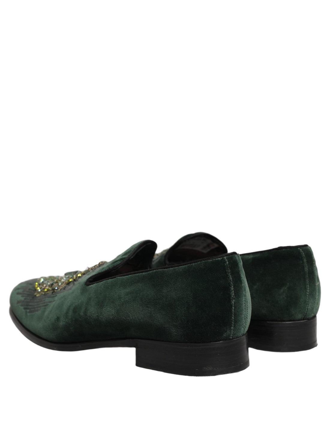 Dolce & Gabbana Green Velvet Embellished Dress Loafers Shoes - RIMODA