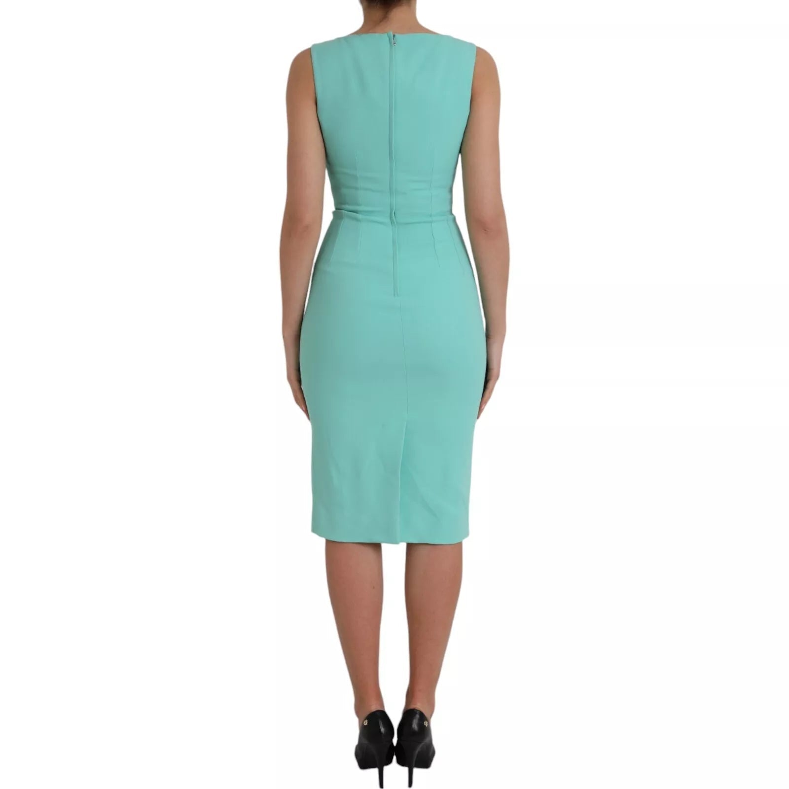 Dolce & Gabbana Green Viscose Sleeveless Sheath Midi Dress - RIMODA