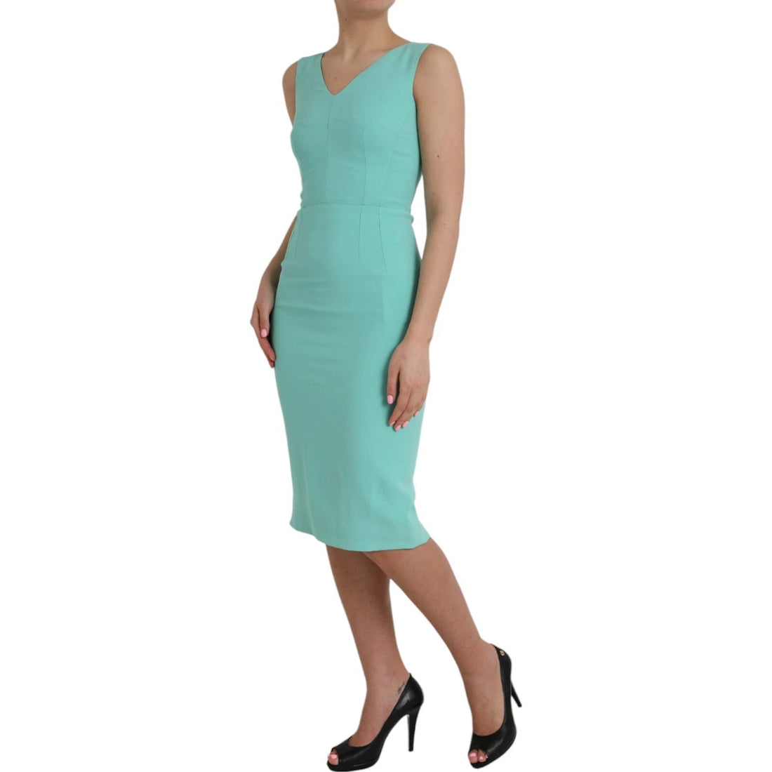 Dolce & Gabbana Green Viscose Sleeveless Sheath Midi Dress - RIMODA