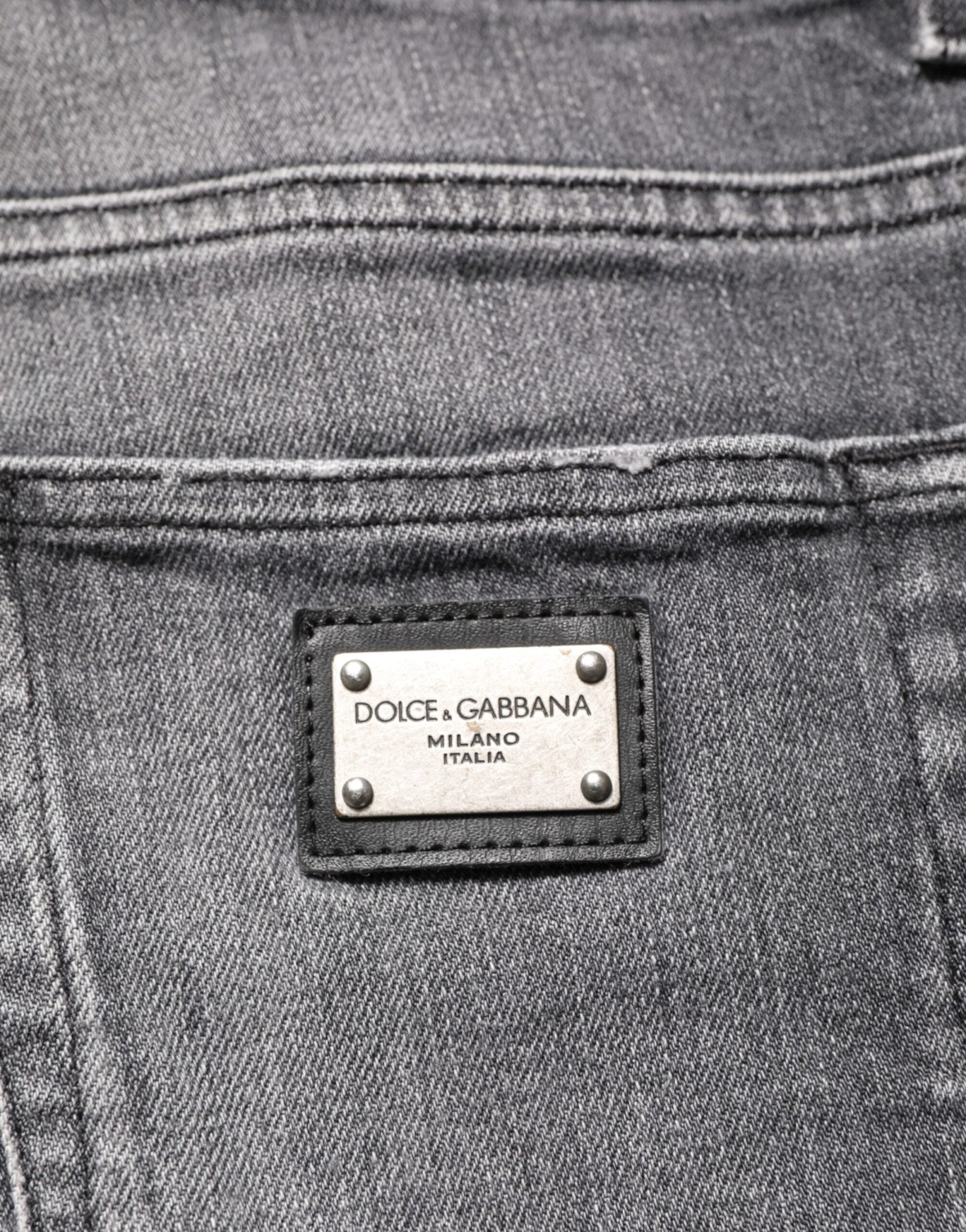 Dolce & Gabbana Grey Cotton Denim Slim Fit Distressed Pants Jeans - RIMODA