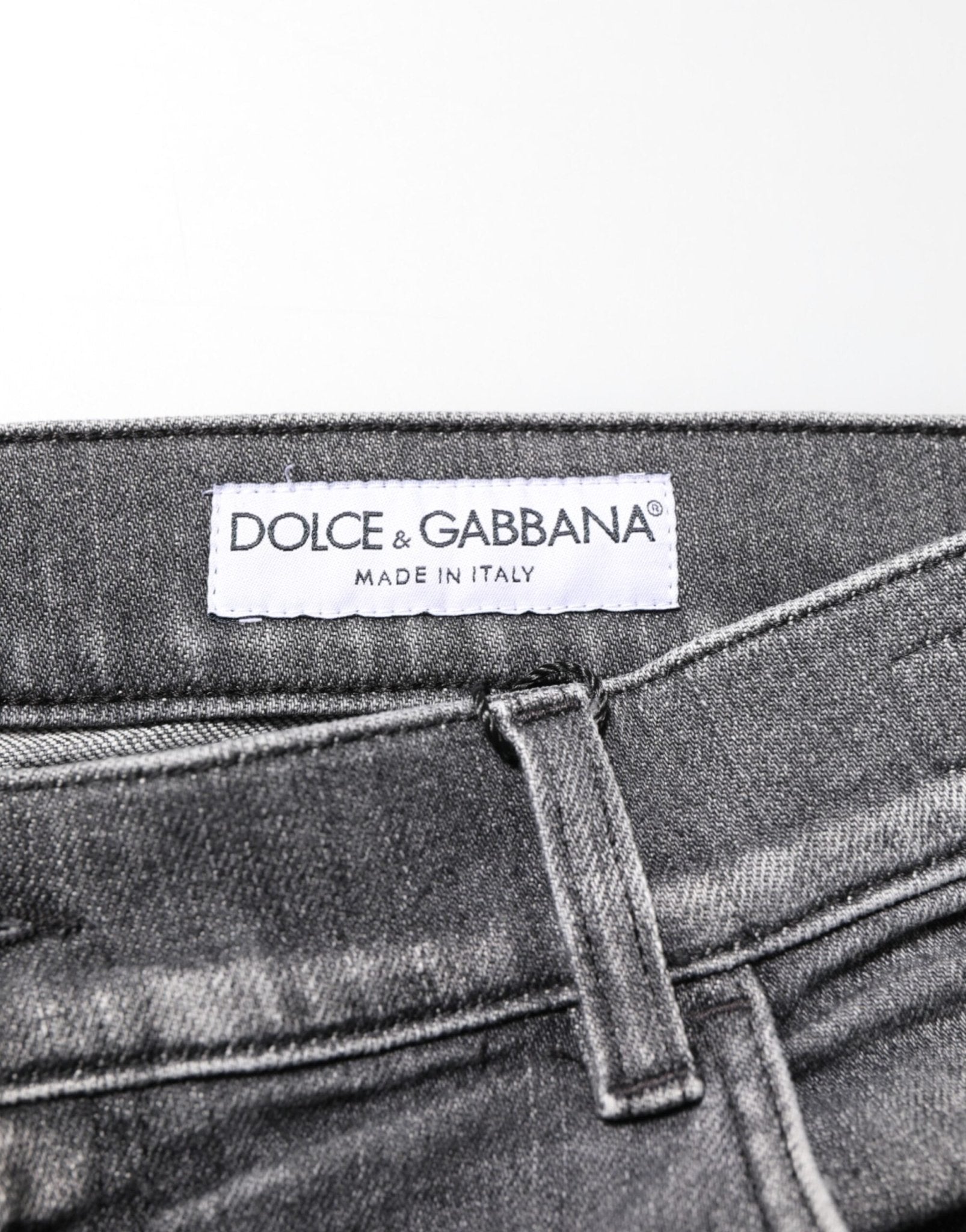 Dolce & Gabbana Grey Cotton Denim Slim Fit Distressed Pants Jeans - RIMODA