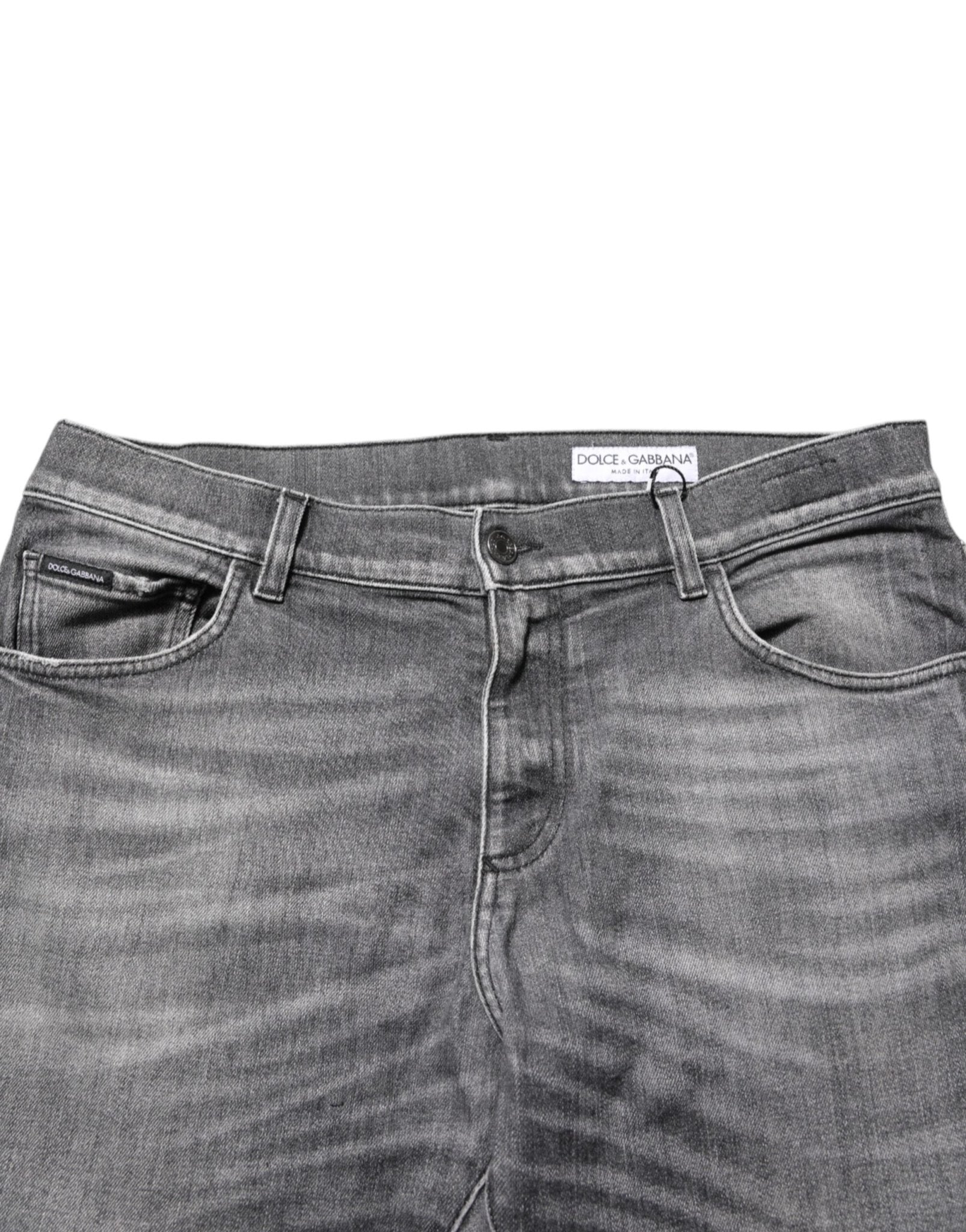 Dolce & Gabbana Grey Cotton Denim Slim Fit Distressed Pants Jeans - RIMODA