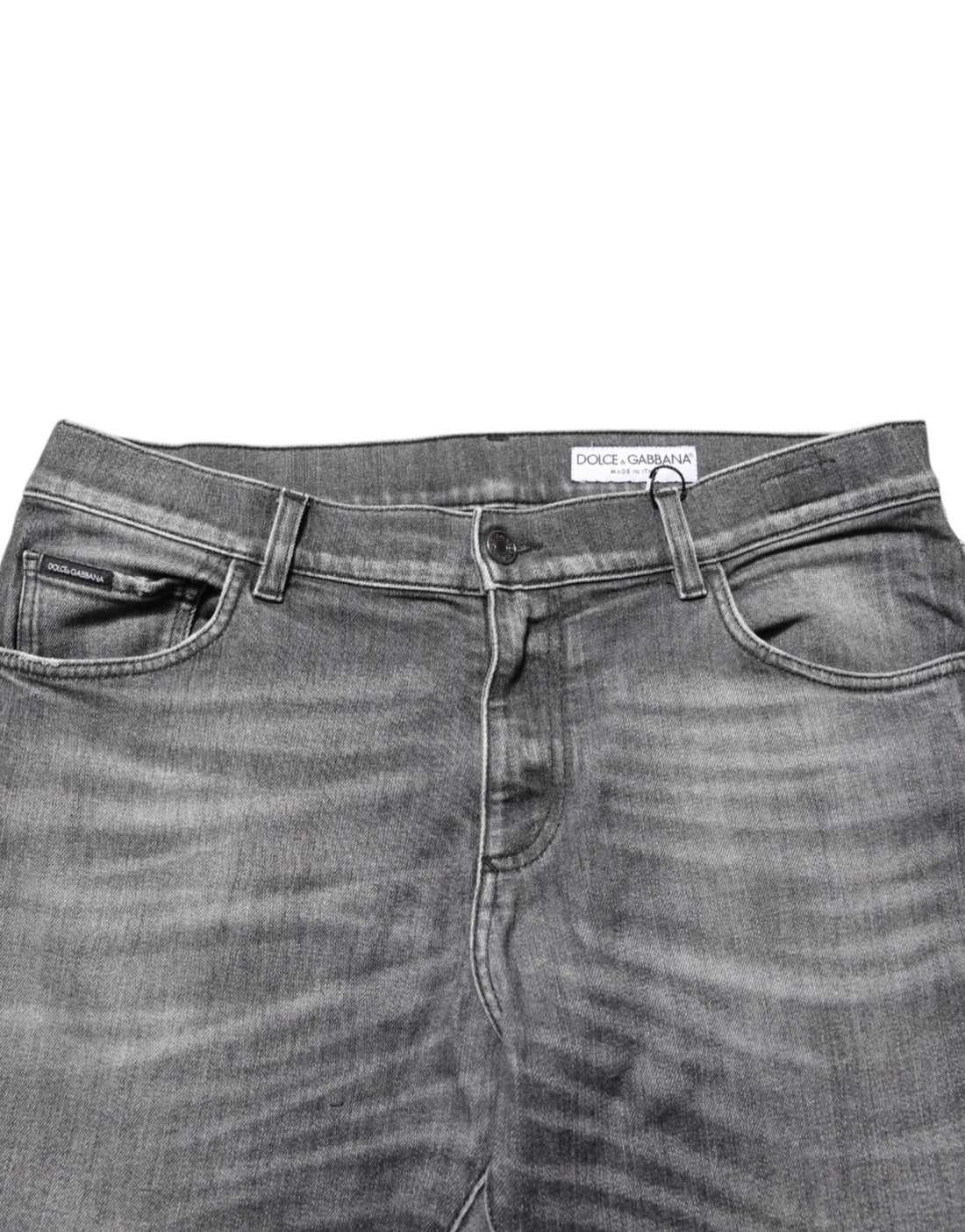 Dolce & Gabbana Grey Cotton Denim Slim Fit Distressed Pants Jeans - RIMODA