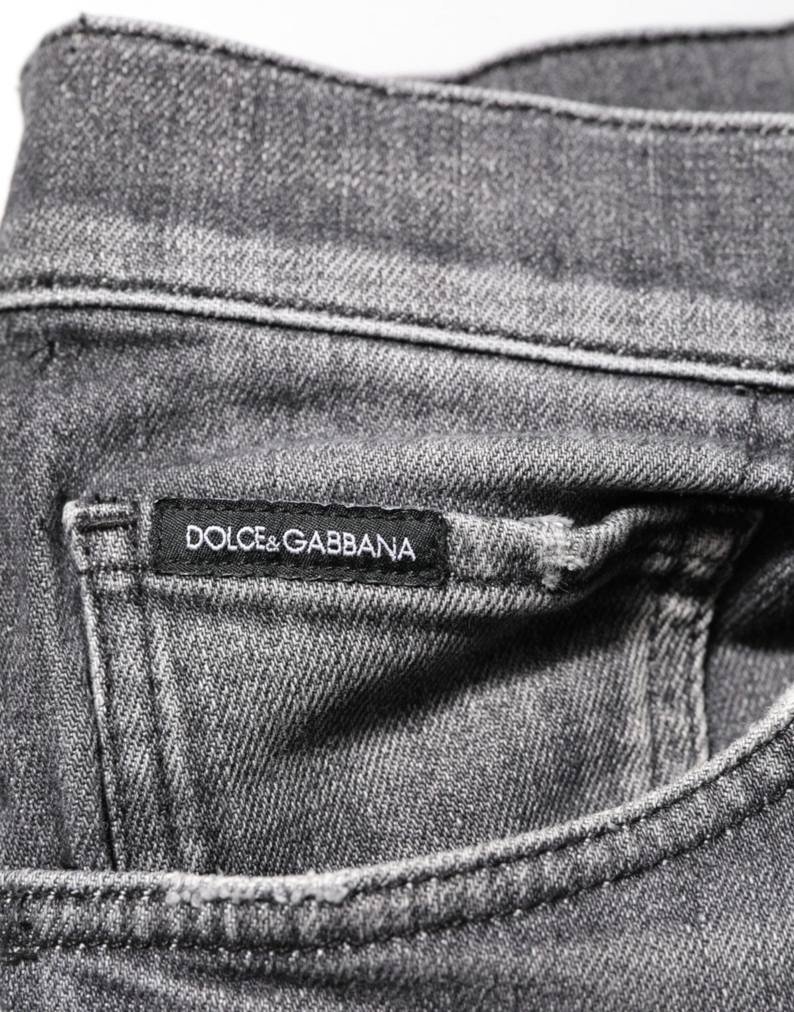 Dolce & Gabbana Grey Cotton Denim Slim Fit Distressed Pants Jeans - RIMODA