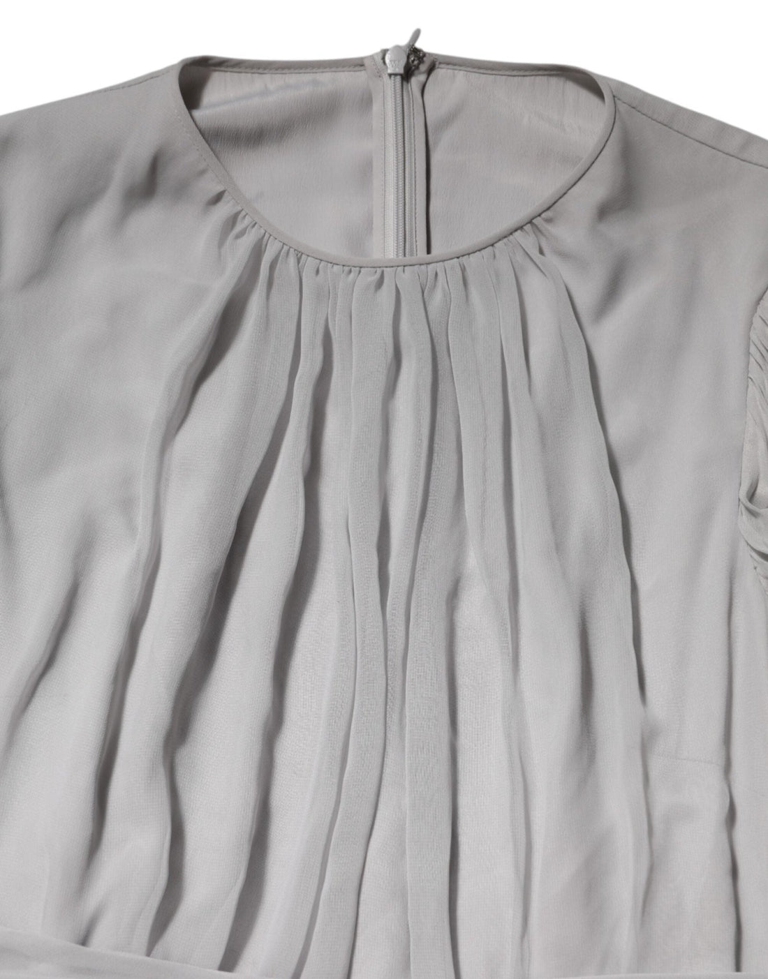 Dolce & Gabbana Grey Pleated Maxi Long Sleeve Silk Blend Gown Dress - RIMODA