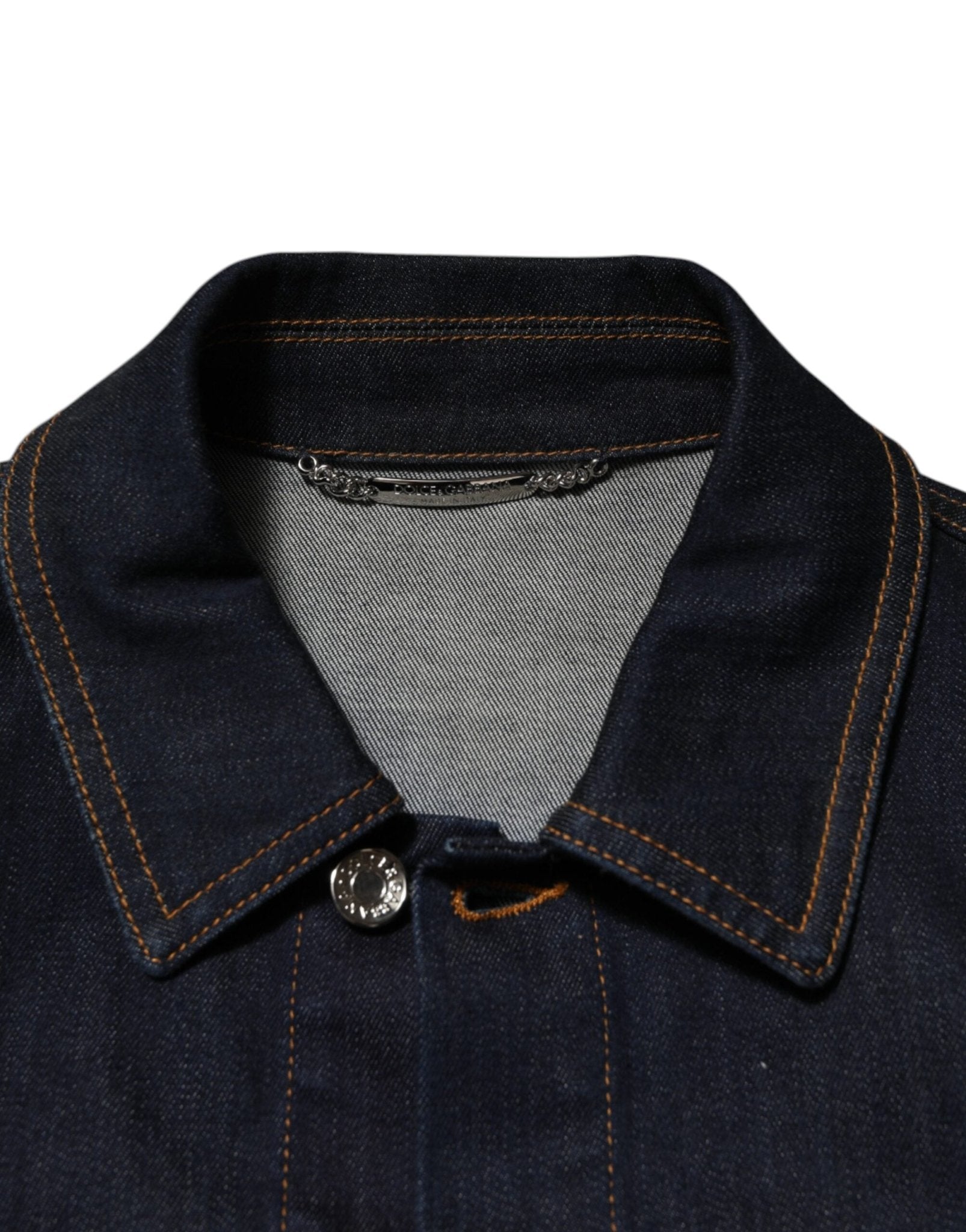 Dolce & Gabbana Indigo Blue Denim Slim Fit Logo Patch Jacket - RIMODA