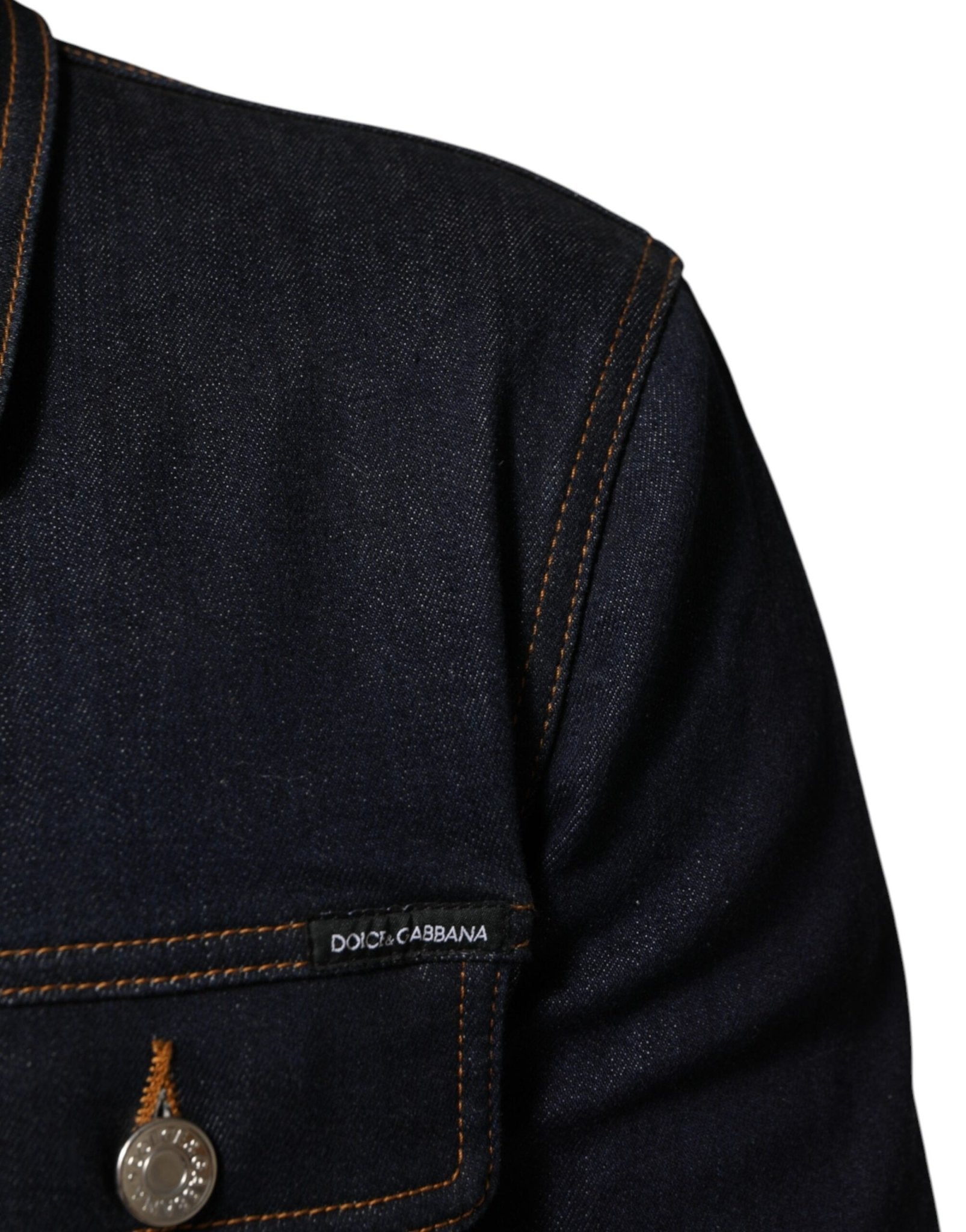 Dolce & Gabbana Indigo Blue Denim Slim Fit Logo Patch Jacket - RIMODA