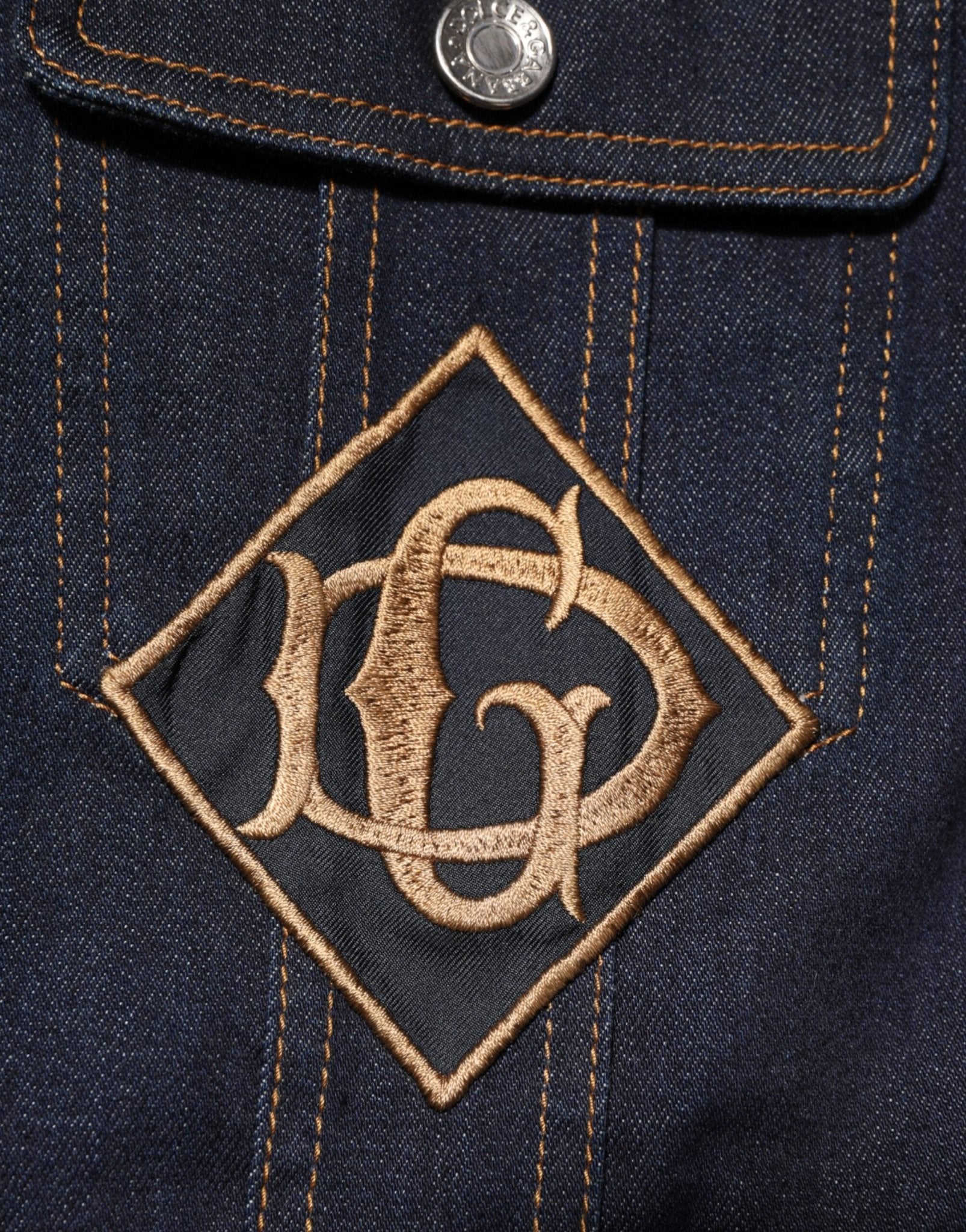 Dolce & Gabbana Indigo Blue Denim Slim Fit Logo Patch Jacket - RIMODA