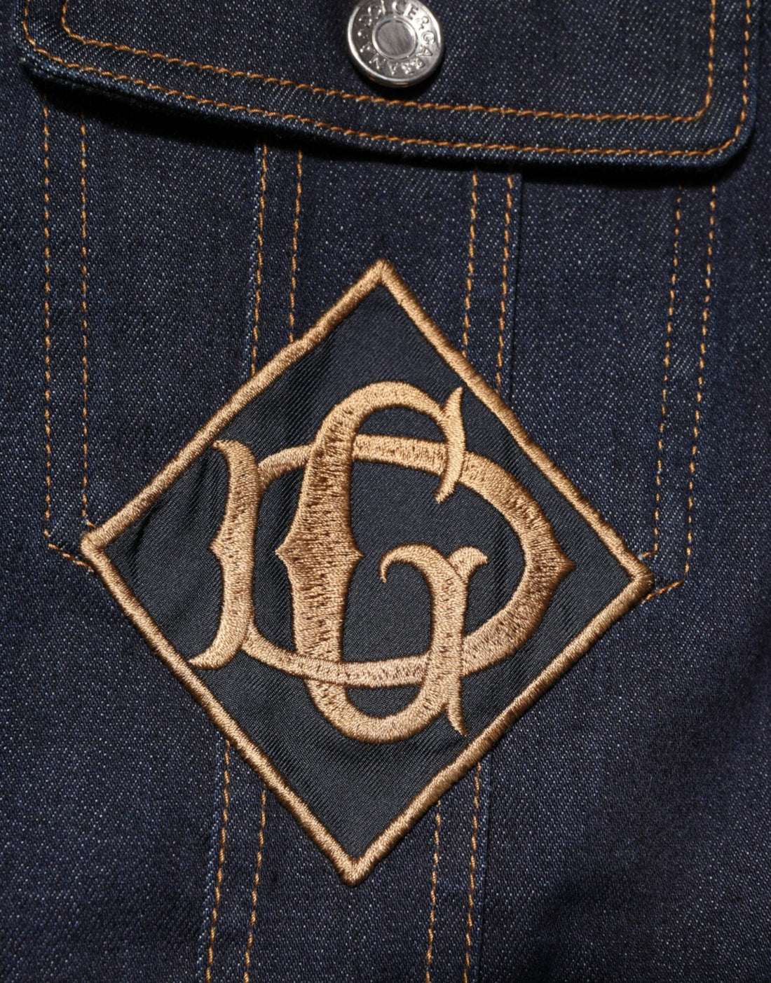 Dolce & Gabbana Indigo Blue Denim Slim Fit Logo Patch Jacket - RIMODA