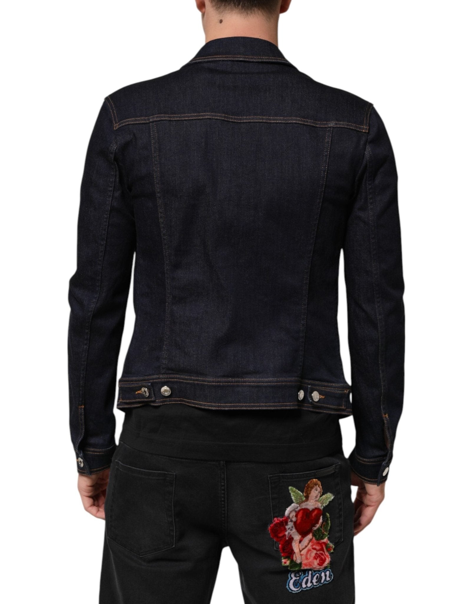 Dolce & Gabbana Indigo Blue Denim Slim Fit Logo Patch Jacket - RIMODA