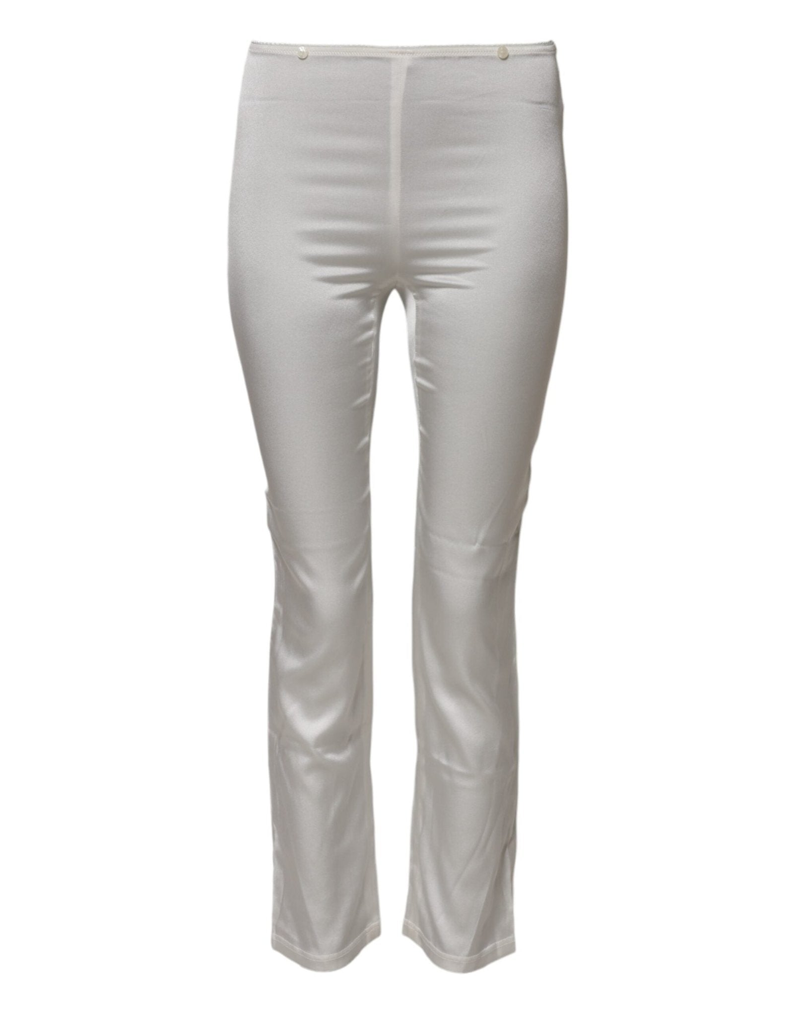 Dolce & Gabbana Ivory Silk Tapered High Waist Pants - RIMODA