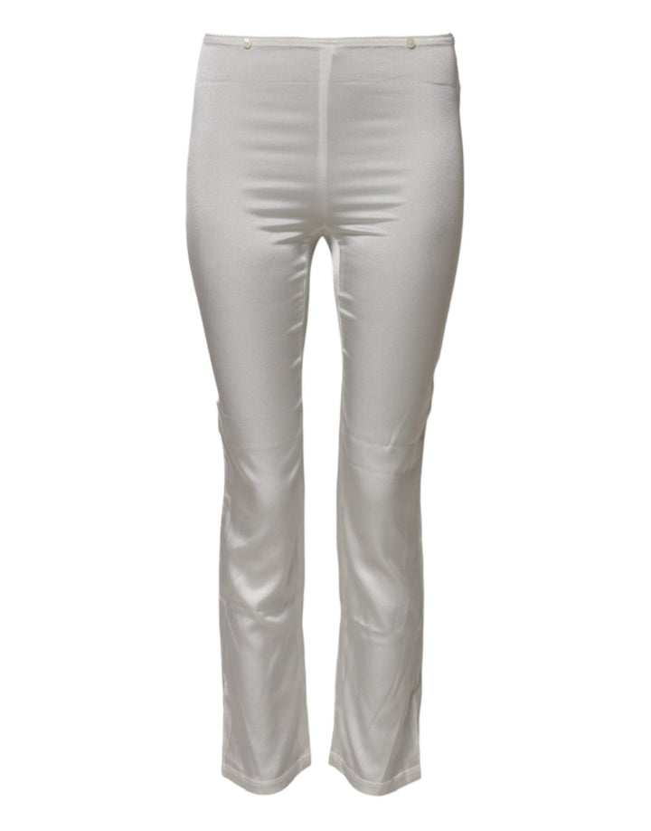 Dolce & Gabbana Ivory Silk Tapered High Waist Pants - RIMODA