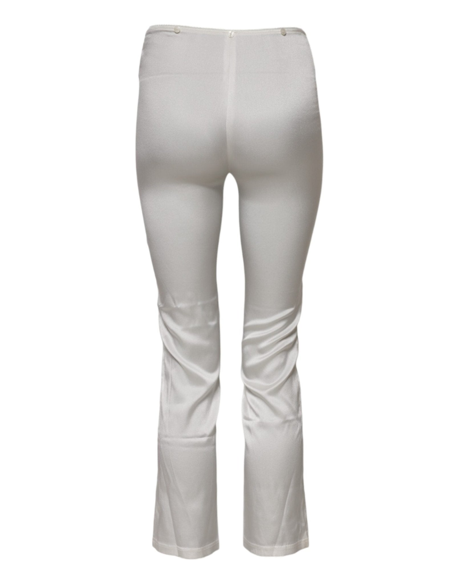 Dolce & Gabbana Ivory Silk Tapered High Waist Pants - RIMODA