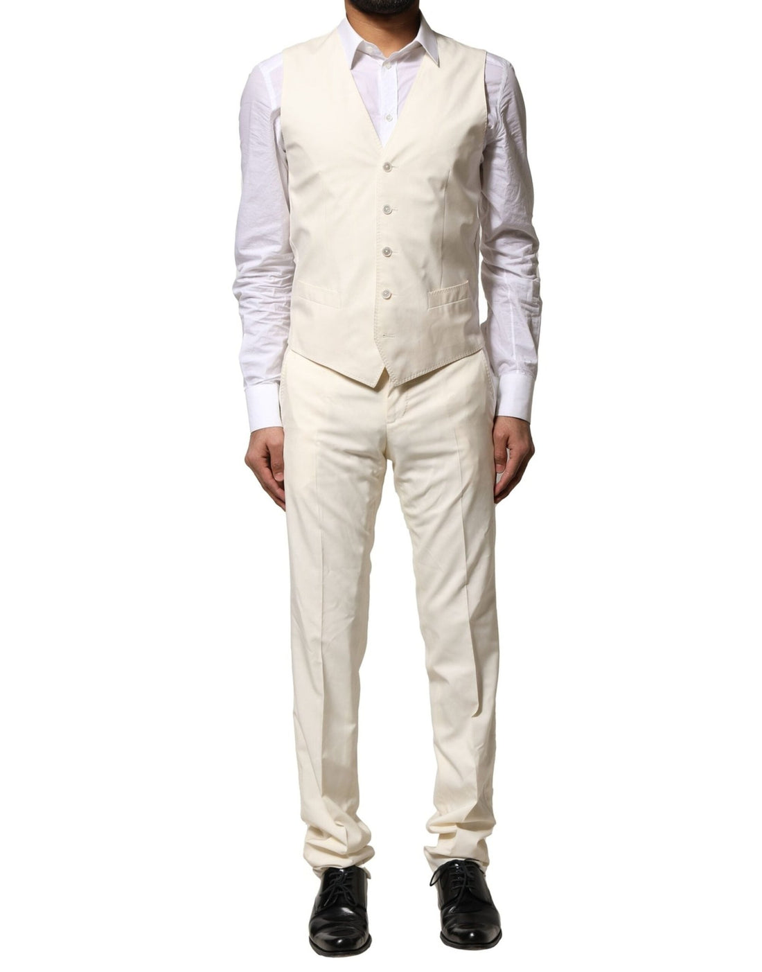 Dolce & Gabbana Ivory Wool 3 Piece Single Breasted Suit - RIMODA
