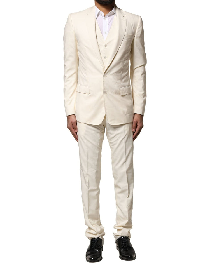 Dolce & Gabbana Ivory Wool 3 Piece Single Breasted Suit - RIMODA