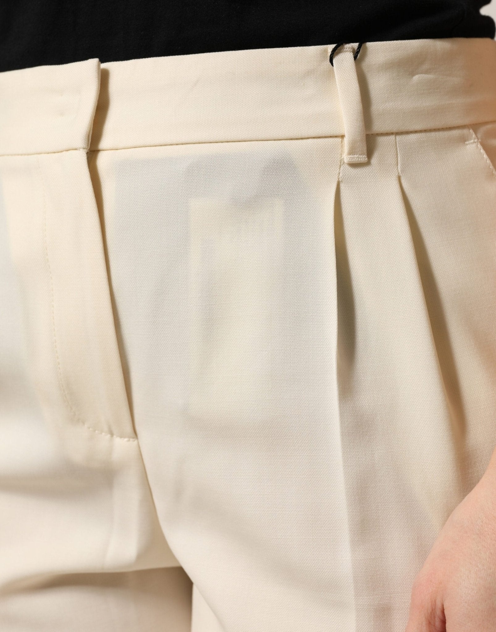 Dolce & Gabbana Ivory Wool Mid Waist Cropped Trouser Pants - RIMODA