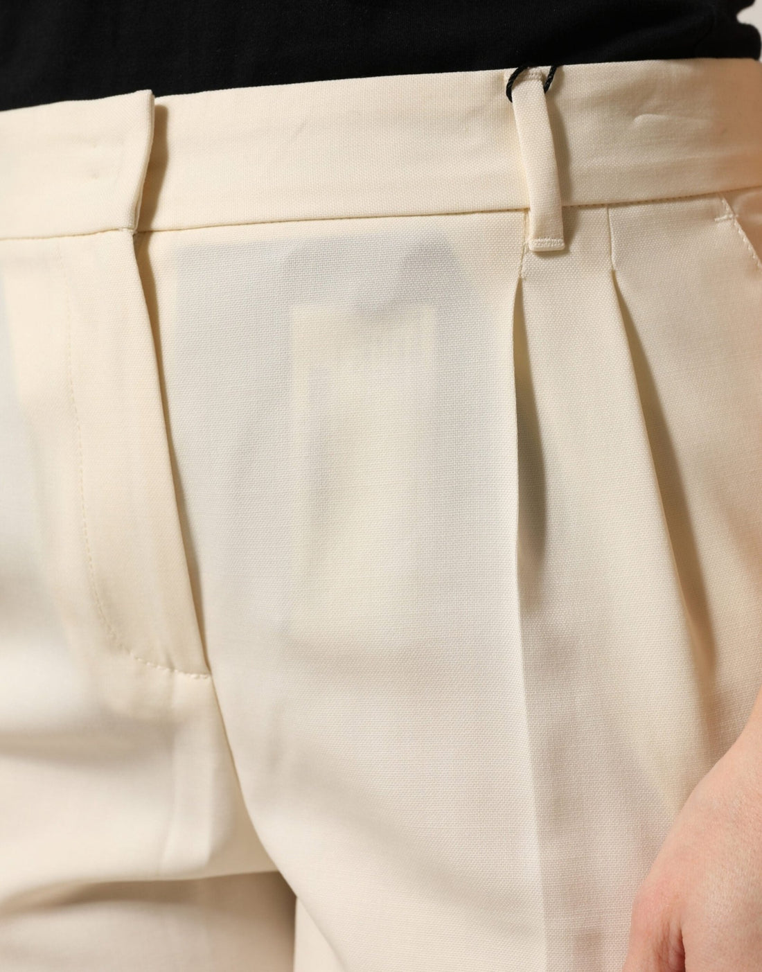 Dolce & Gabbana Ivory Wool Mid Waist Cropped Trouser Pants - RIMODA