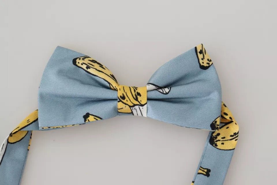 Dolce & Gabbana Light Blue Banana Print Silk Men Neck Bow Tie - RIMODA