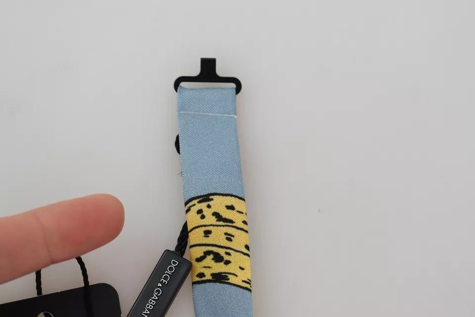 Dolce & Gabbana Light Blue Banana Print Silk Men Neck Bow Tie - RIMODA
