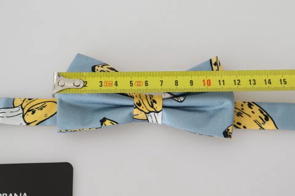 Dolce & Gabbana Light Blue Banana Print Silk Men Neck Bow Tie - RIMODA