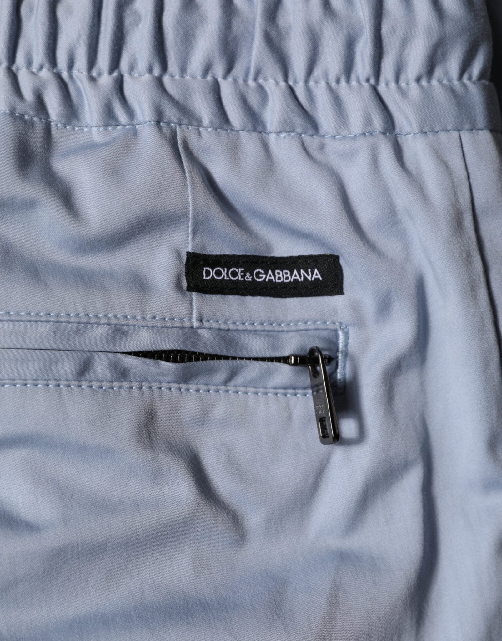 Dolce & Gabbana Light Blue Cotton Drawstring Elastic Waist Men Pants - RIMODA