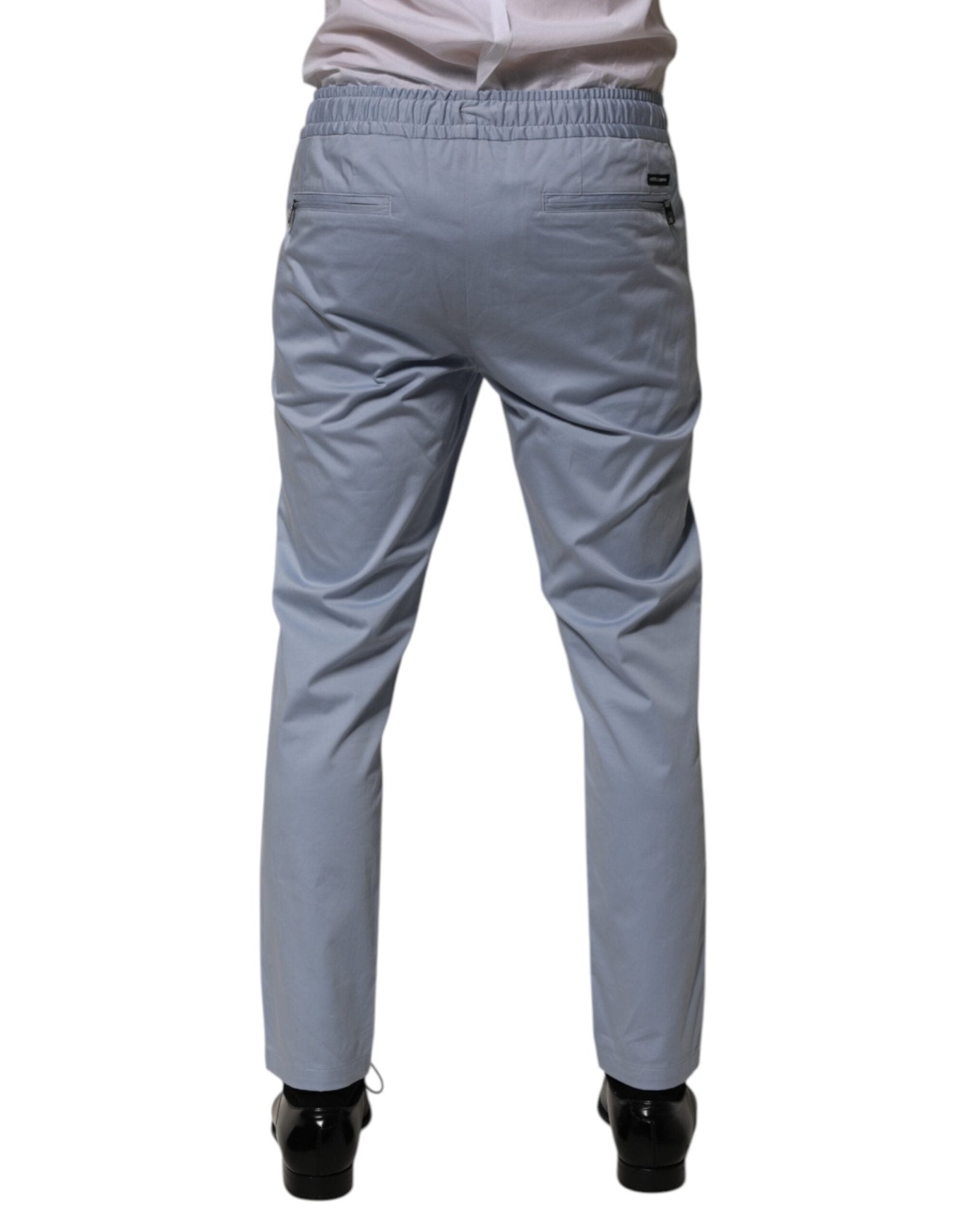Dolce & Gabbana Light Blue Cotton Drawstring Elastic Waist Men Pants - RIMODA
