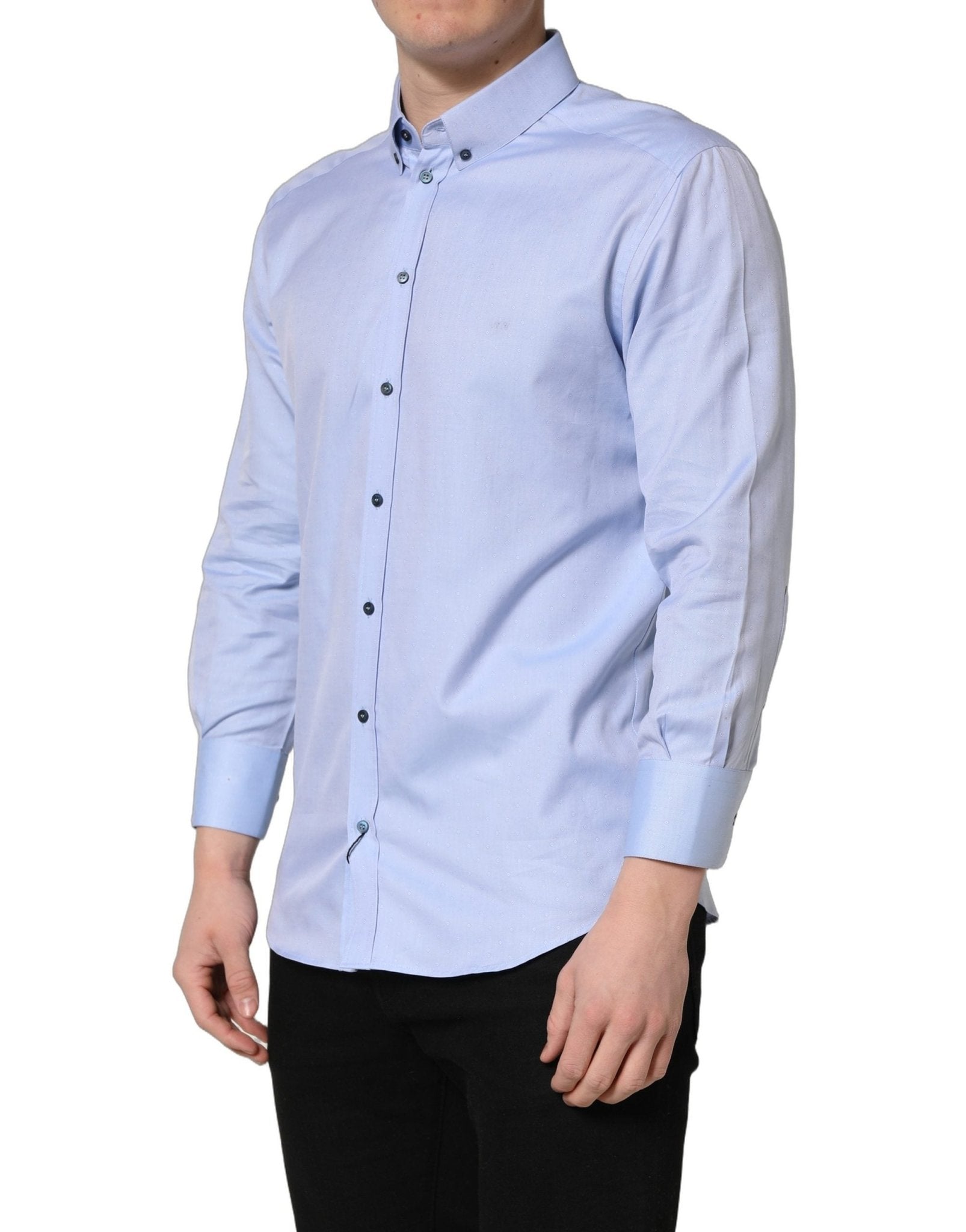 Dolce & Gabbana Light Blue Cotton Dress Formal Men Shirt - RIMODA