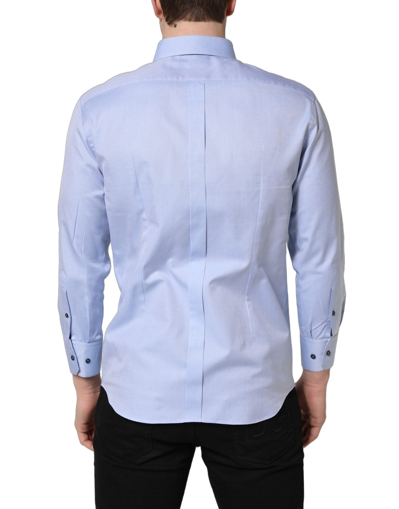 Dolce & Gabbana Light Blue Cotton Dress Formal Men Shirt - RIMODA