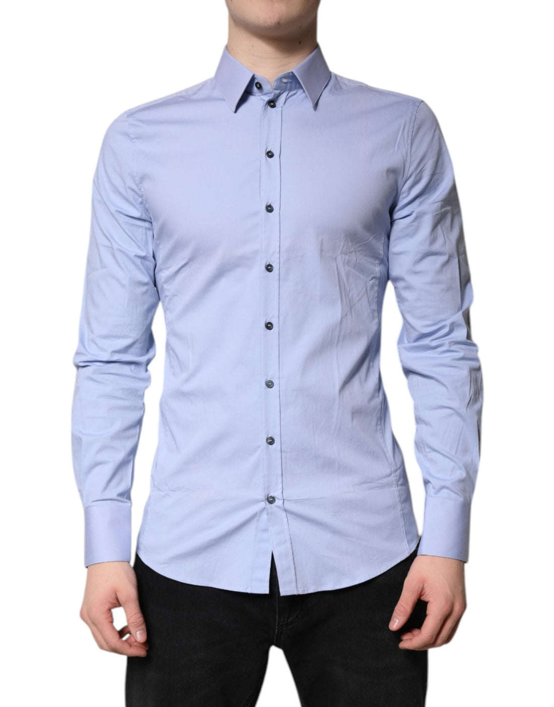 Dolce & Gabbana Light Blue Cotton SICILIA Dress Formal Shirt - RIMODA
