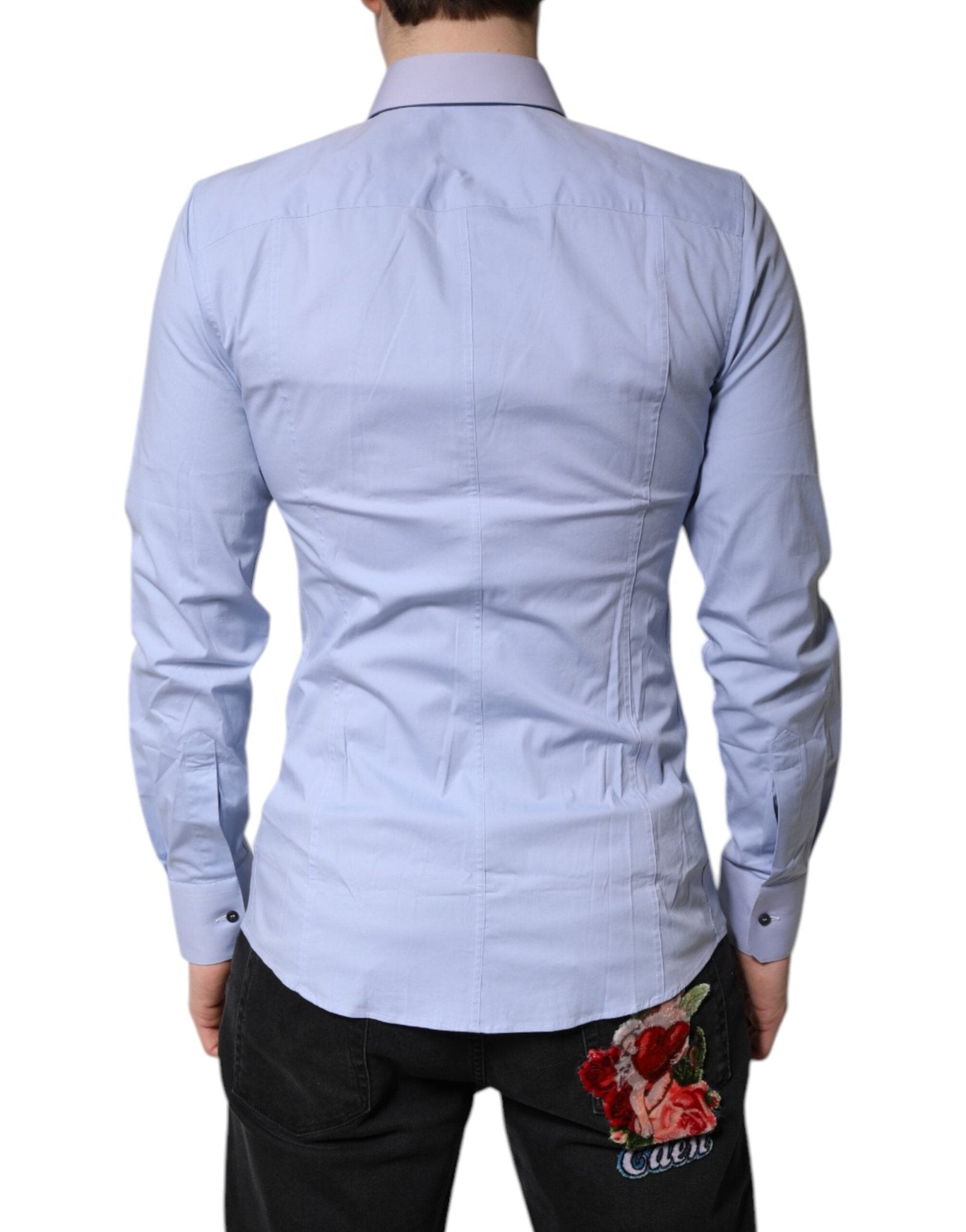 Dolce & Gabbana Light Blue Cotton SICILIA Dress Formal Shirt - RIMODA
