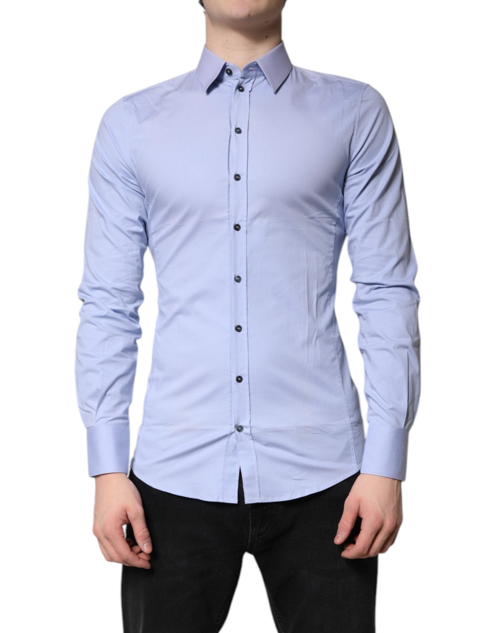 Dolce & Gabbana Light Blue Cotton SICILIA Dress Formal Shirt - RIMODA
