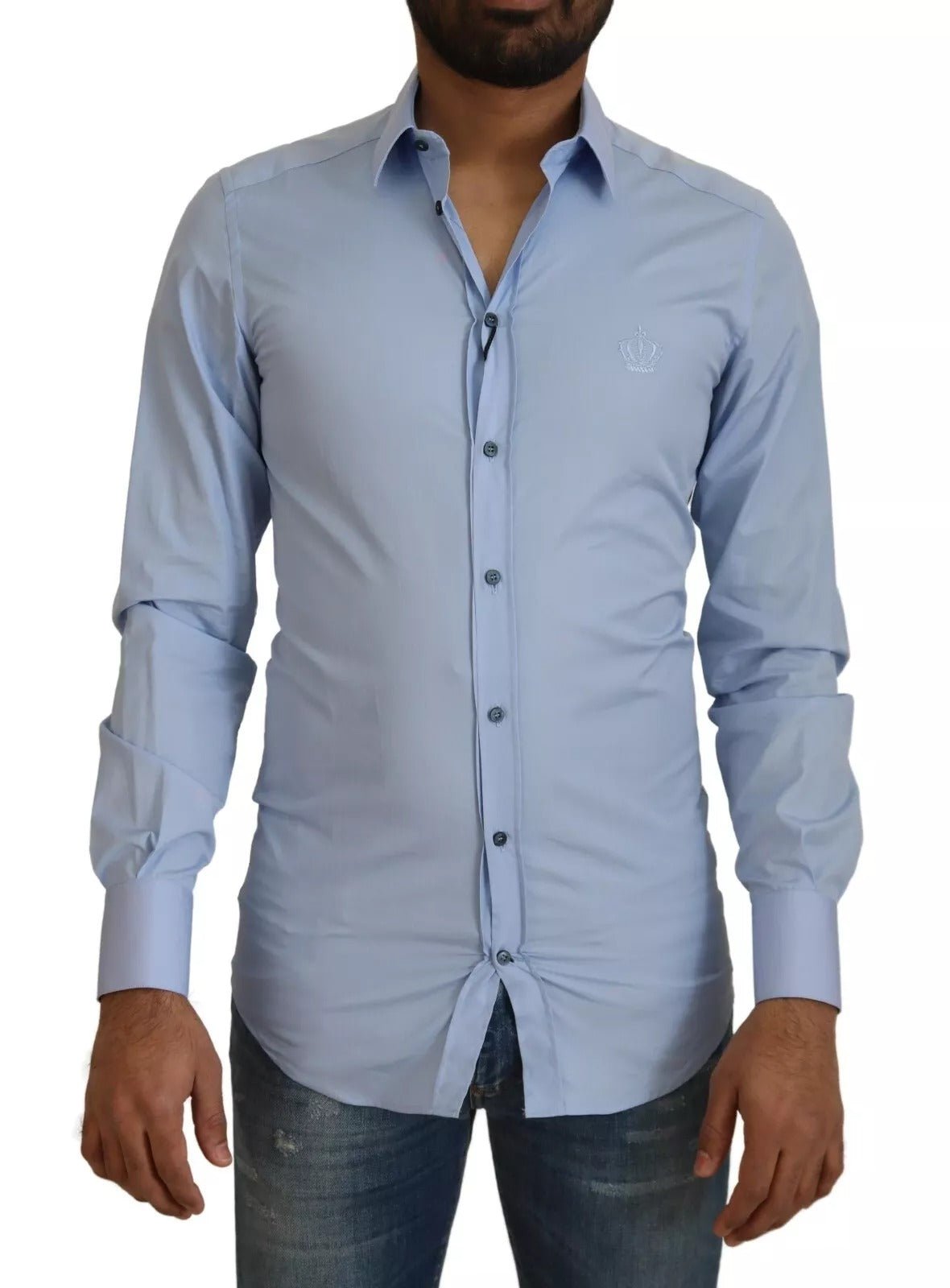Dolce & Gabbana Light Blue Cotton Slim Fit Dress Shirt - RIMODA