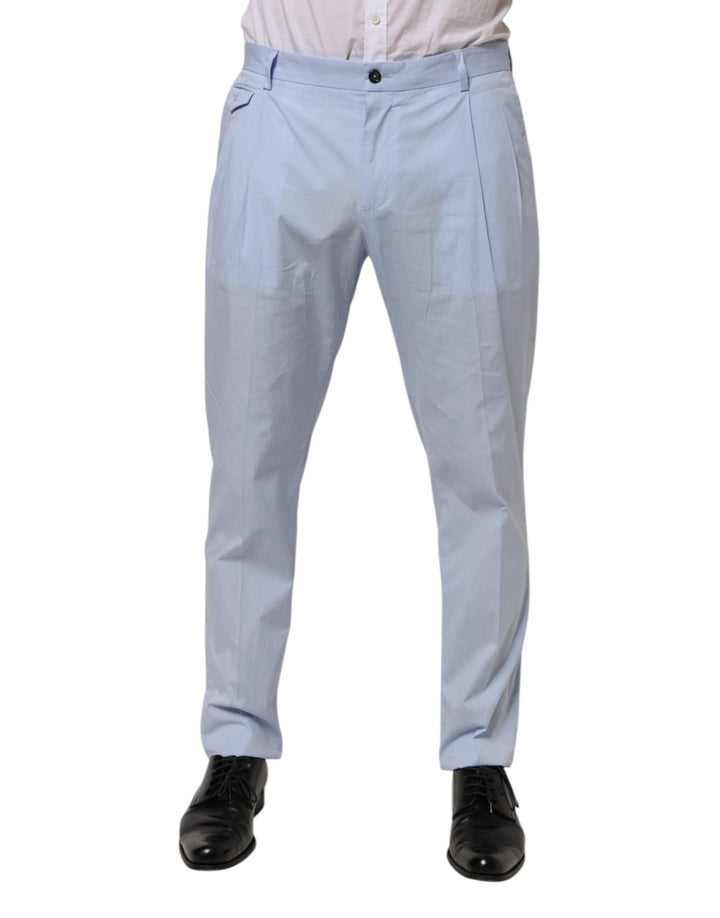 Dolce & Gabbana Light Blue Cotton Stretch Tapered Men Trouser Pants - RIMODA