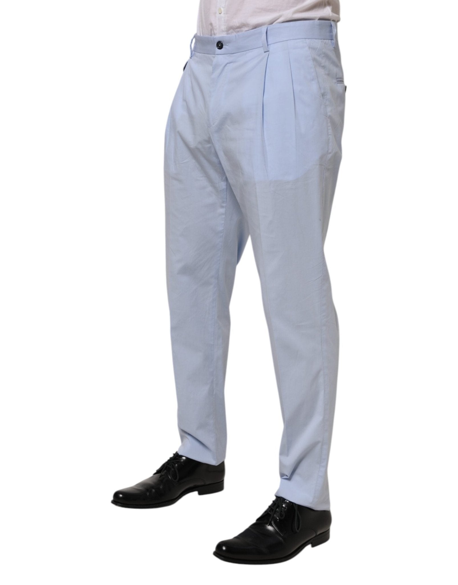 Dolce & Gabbana Light Blue Cotton Stretch Tapered Men Trouser Pants - RIMODA