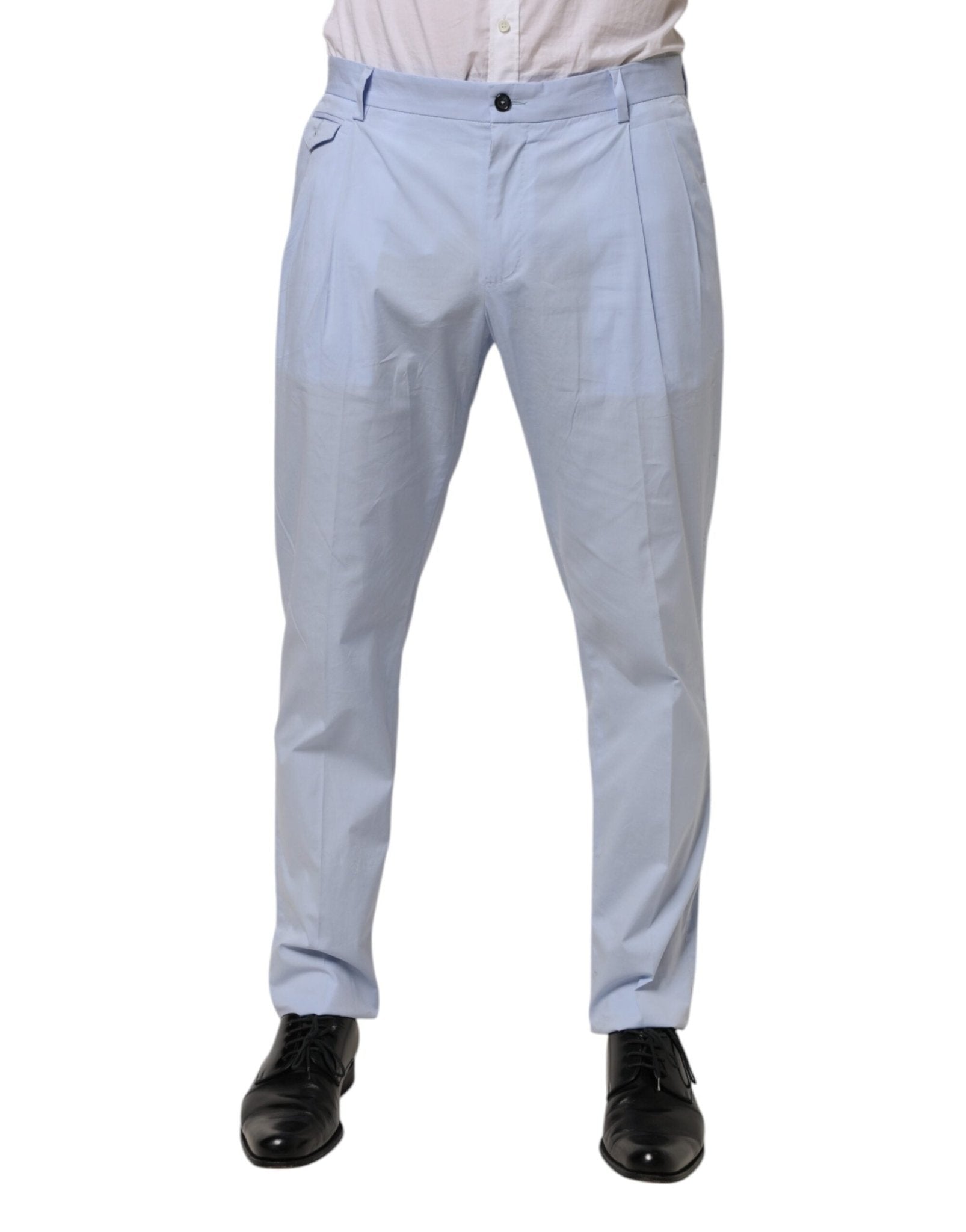Dolce & Gabbana Light Blue Cotton Stretch Tapered Men Trouser Pants - RIMODA