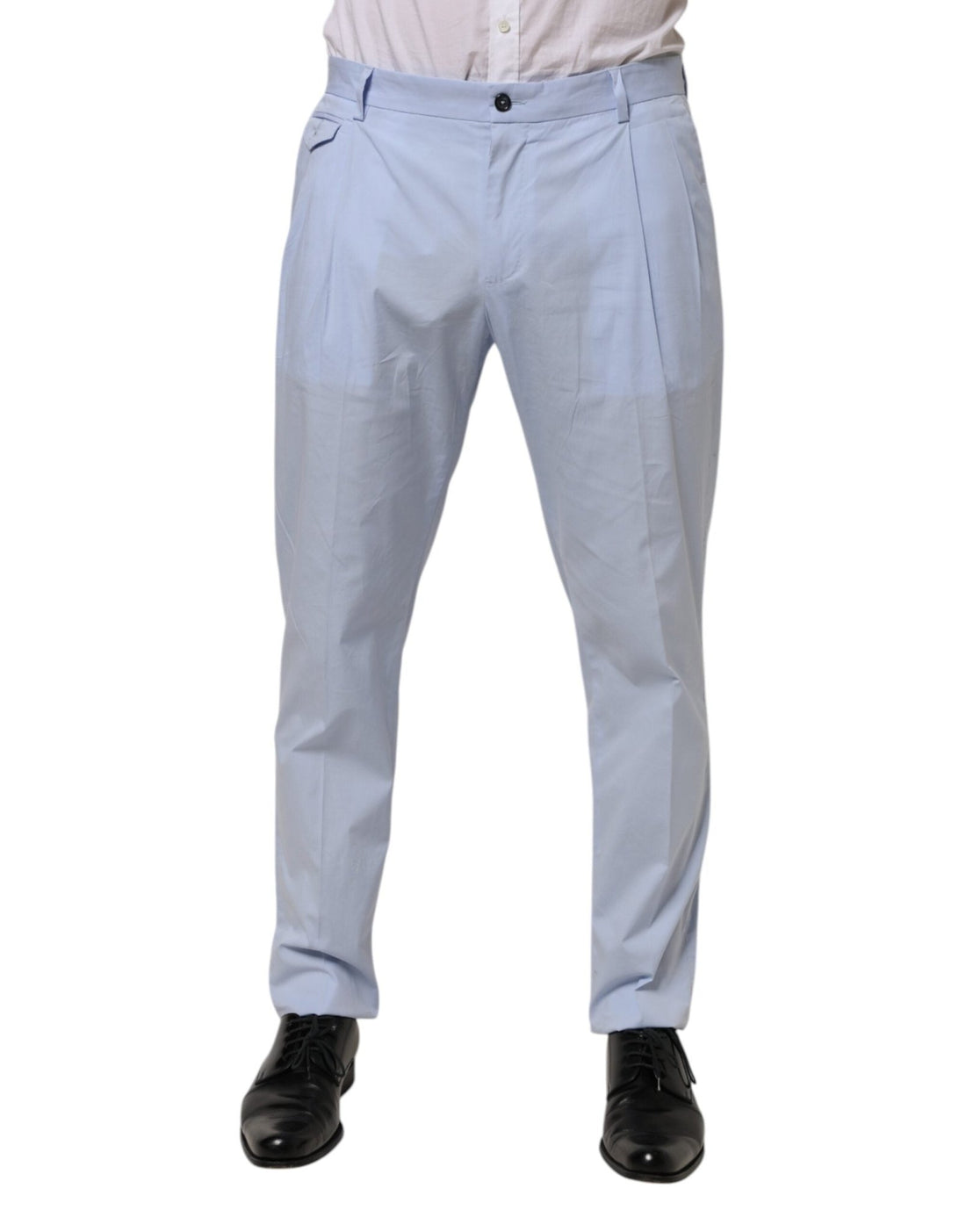 Dolce & Gabbana Light Blue Cotton Stretch Tapered Men Trouser Pants - RIMODA
