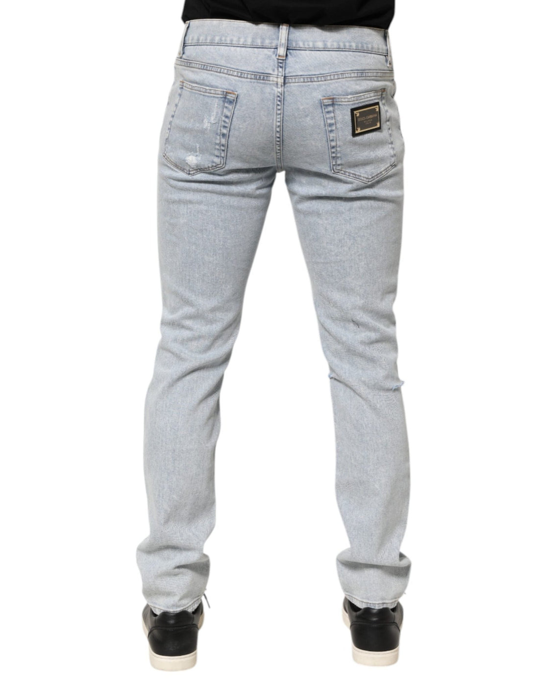 Dolce & Gabbana Light Blue Distressed Slim Fit Ripped Denim Jeans - RIMODA