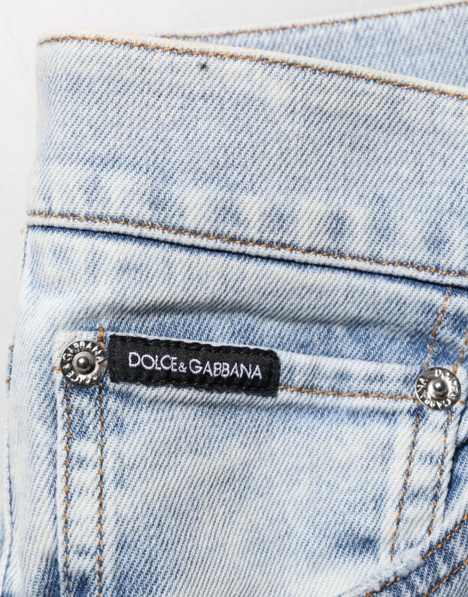 Dolce & Gabbana Light Blue Distressed Slim Fit Ripped Denim Jeans - RIMODA