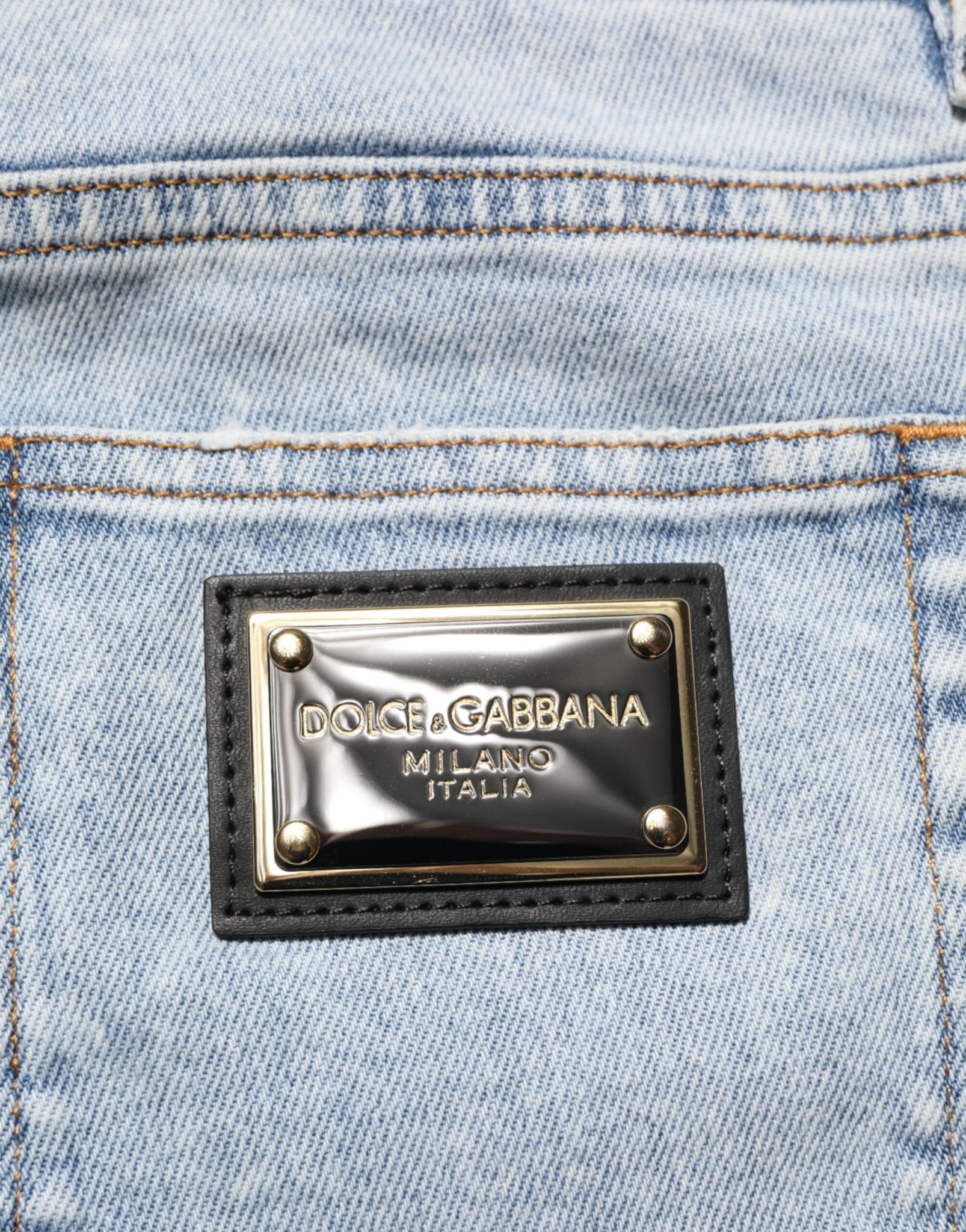 Dolce & Gabbana Light Blue Distressed Slim Fit Ripped Denim Jeans - RIMODA