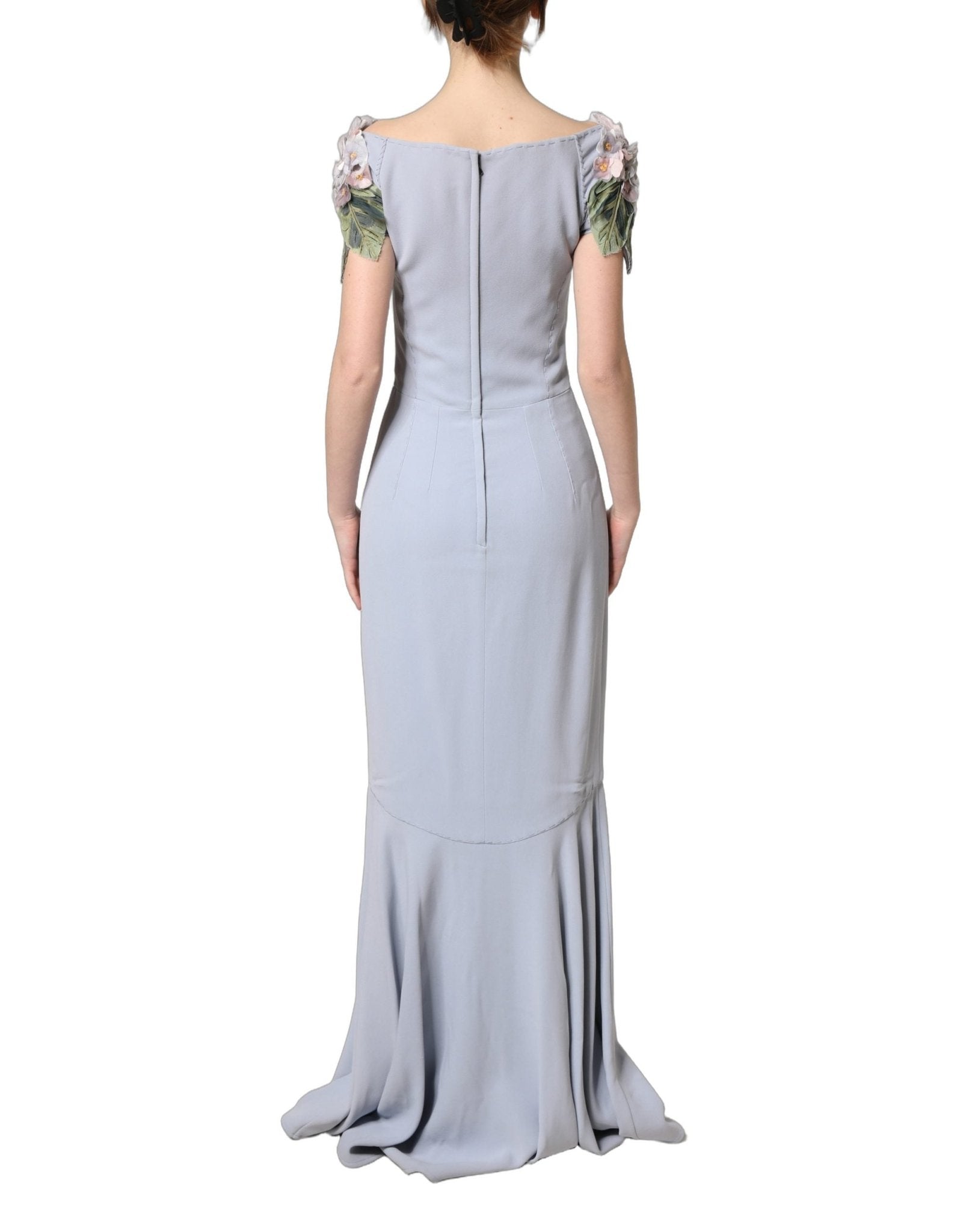 Dolce & Gabbana Light Blue Hydrangea Embellished Cap Sleeve Dress - RIMODA