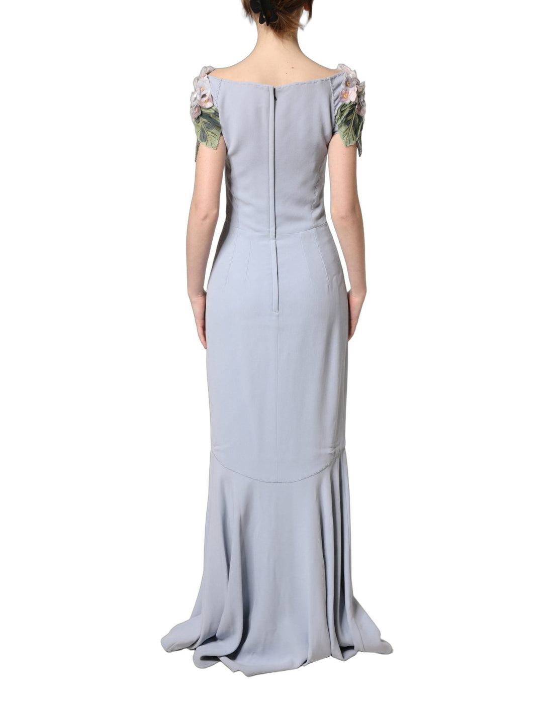 Dolce & Gabbana Light Blue Hydrangea Embellished Cap Sleeve Dress - RIMODA